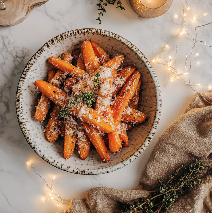 roasted garlic and parmesan carrots