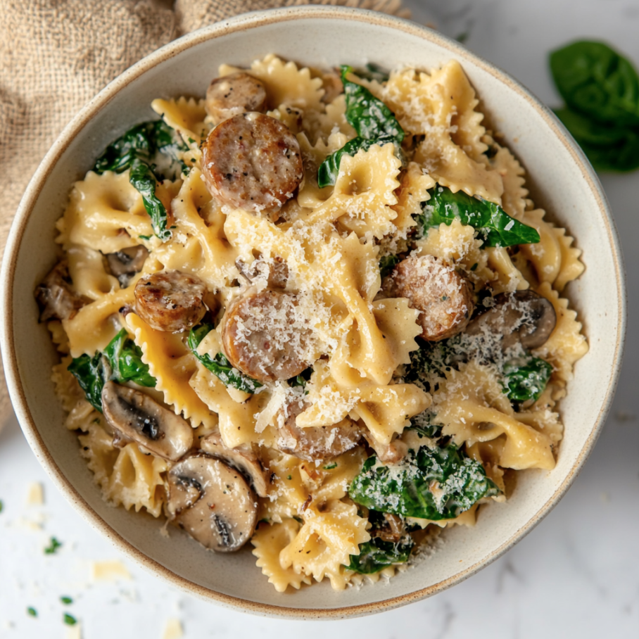 parmesan spinach mushroom pasta