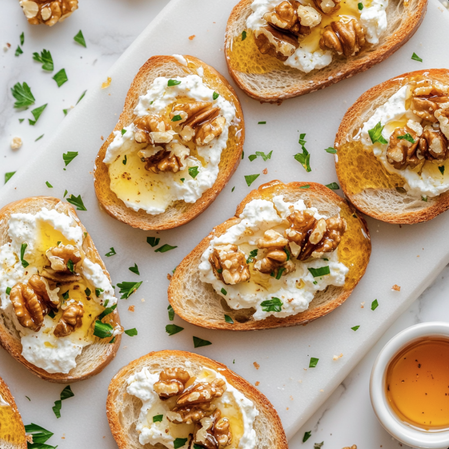 goat cheese and honey crostini