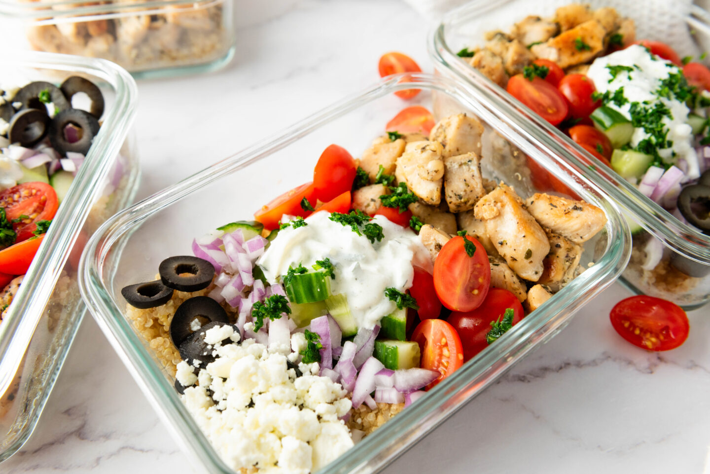 greek chicken and quinoa healthy bowls