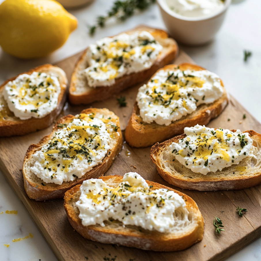 lemon honey ricotta crostini