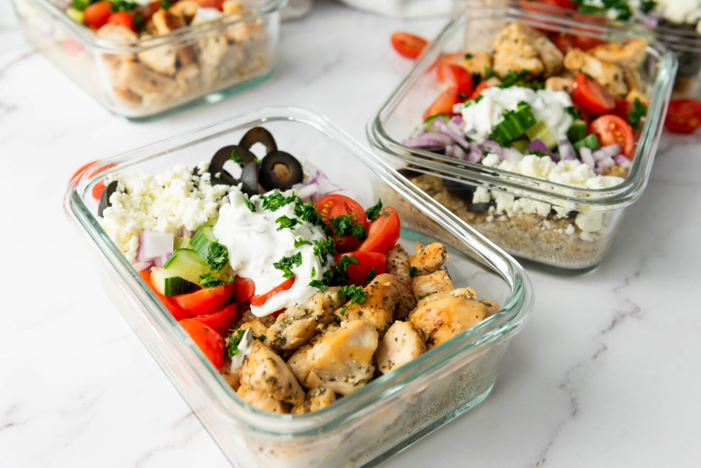 meal prep greek chicken bowls