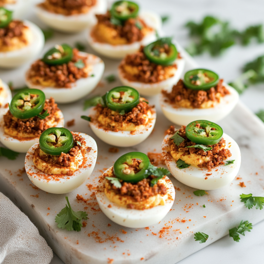 mexican deviled eggs with chorizo