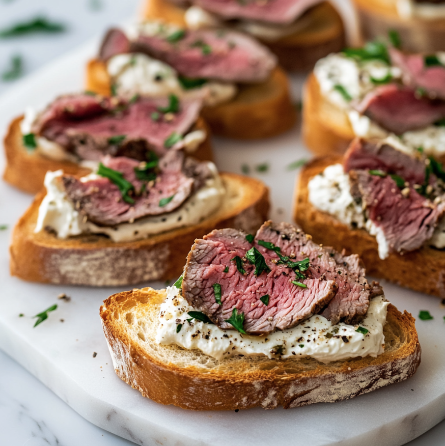 roast beef and horseradish crostini