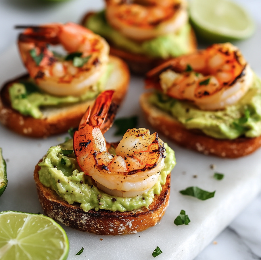 shrimp and avocado crostini