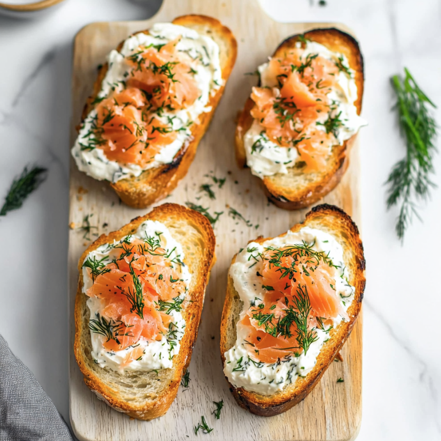 smoked salmon and cream cheese crostini