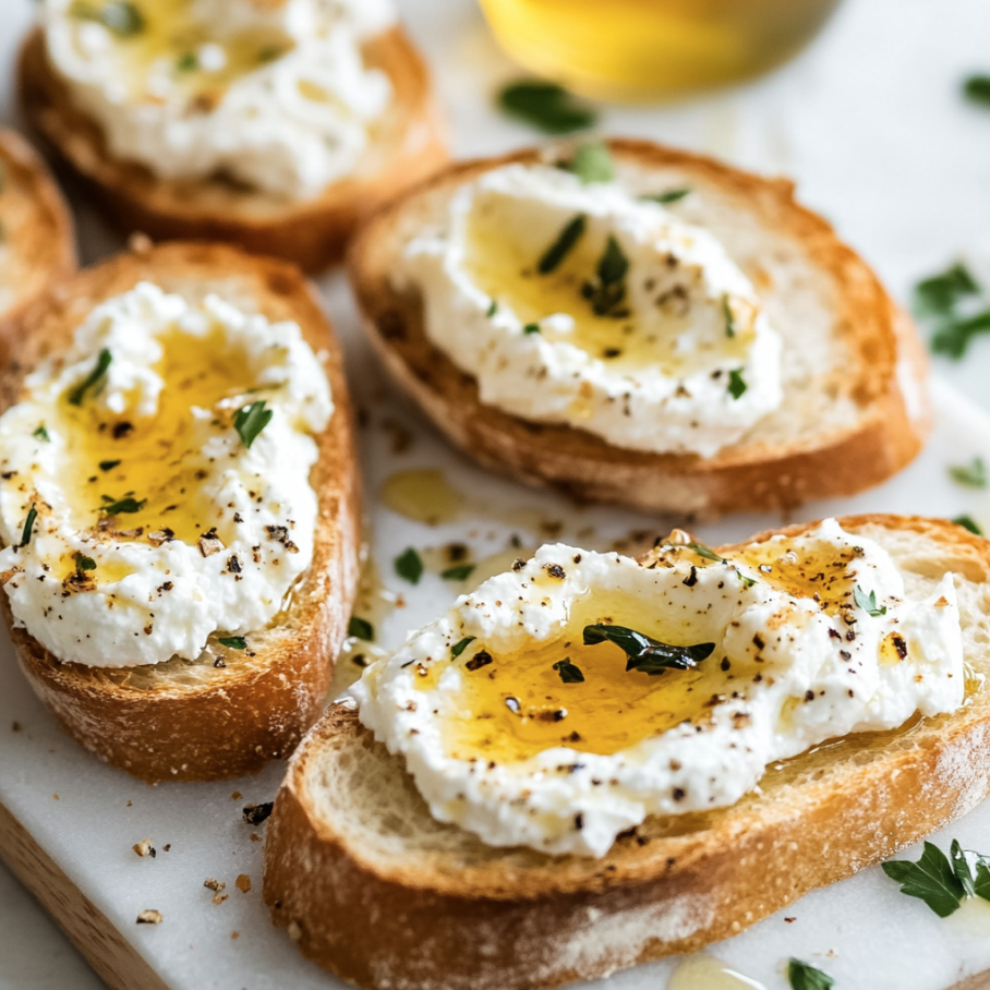 whipped feta and honey crostini