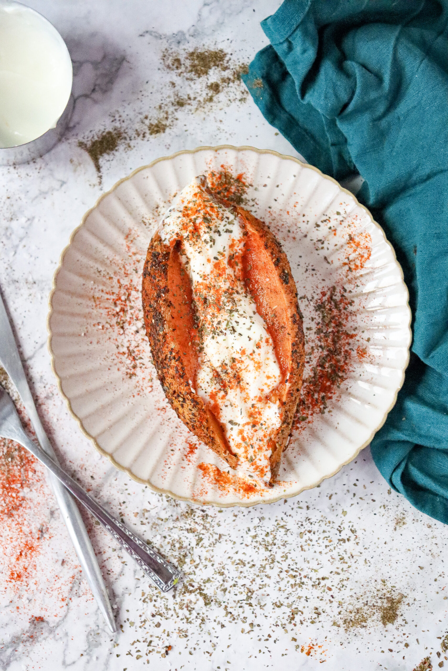 air fryer sweet potato jackets with greek yogurt