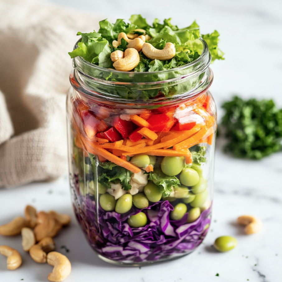 asian sesame crunch mason jar salad