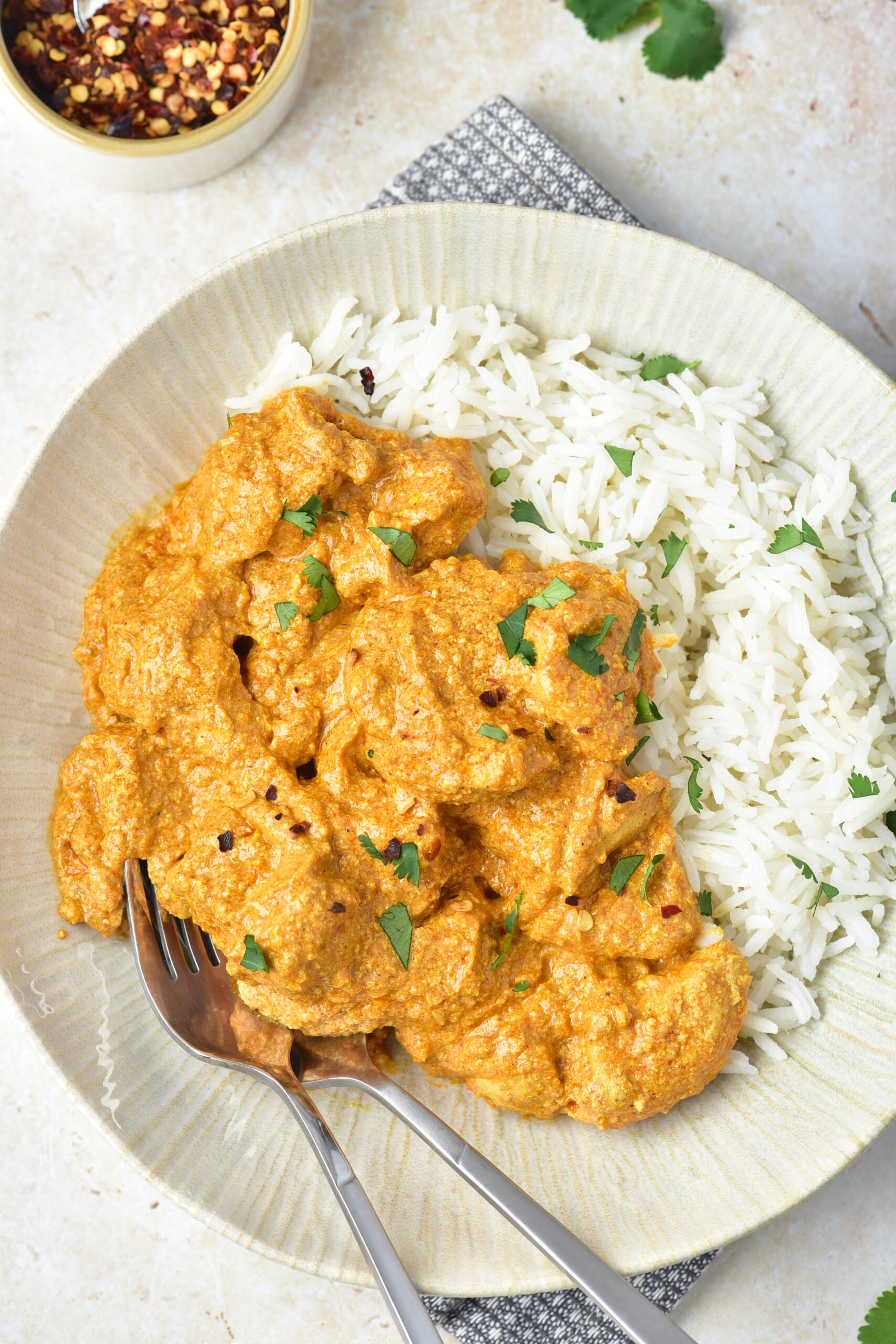 butter chicken close up