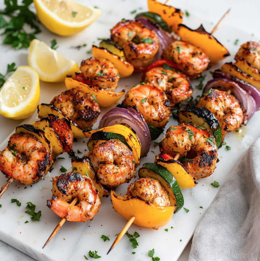 grilled lemon herb shrimp skewers