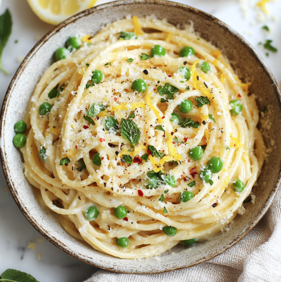 lemony ricotta pasta with peas