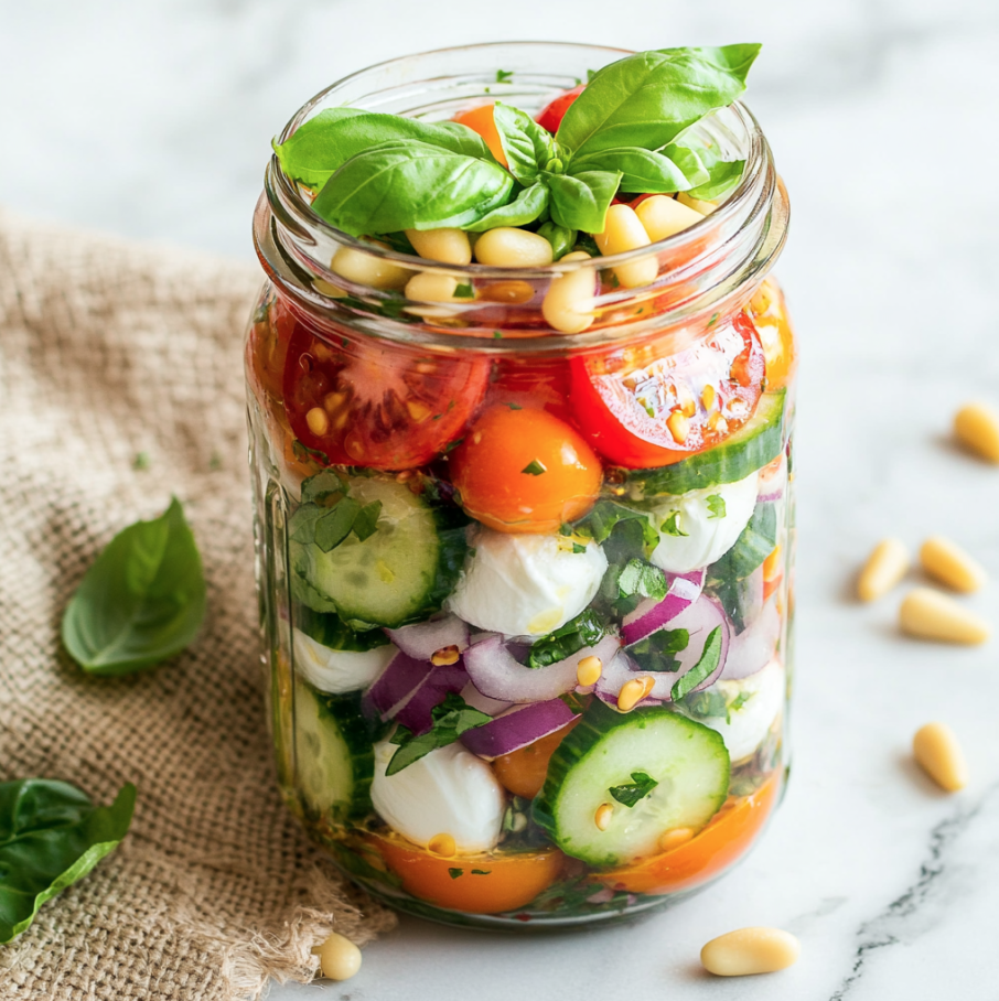 mason jar caprese salad