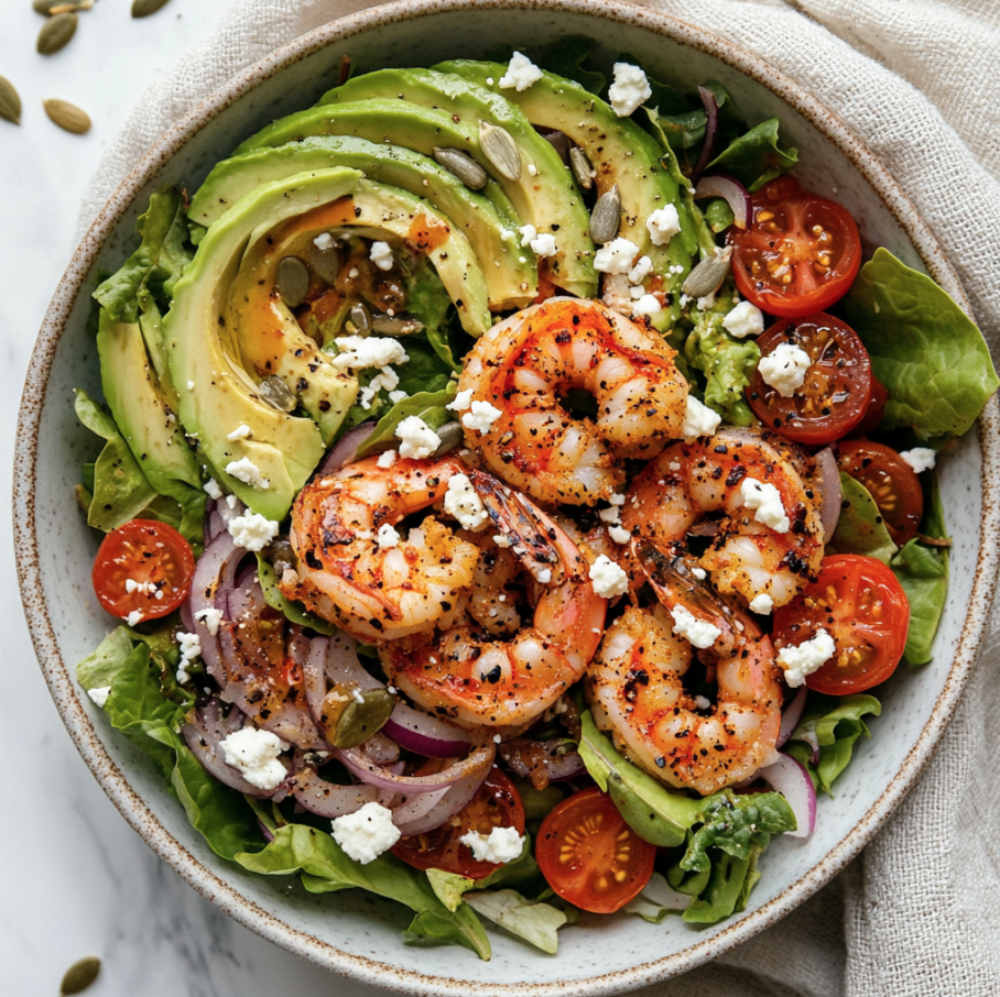 shrimp avocado spring salad