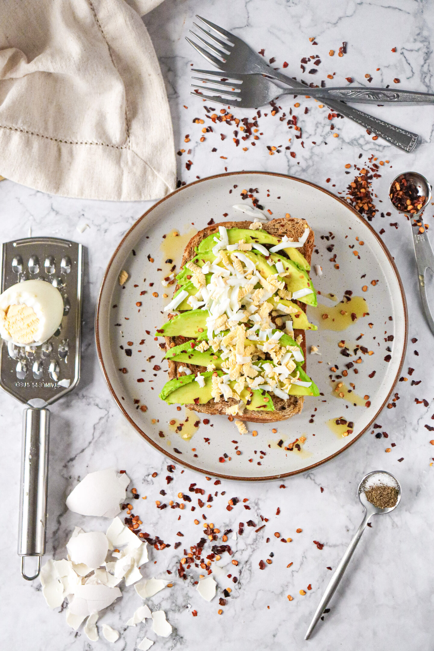 tiktok grated egg on avocado toast