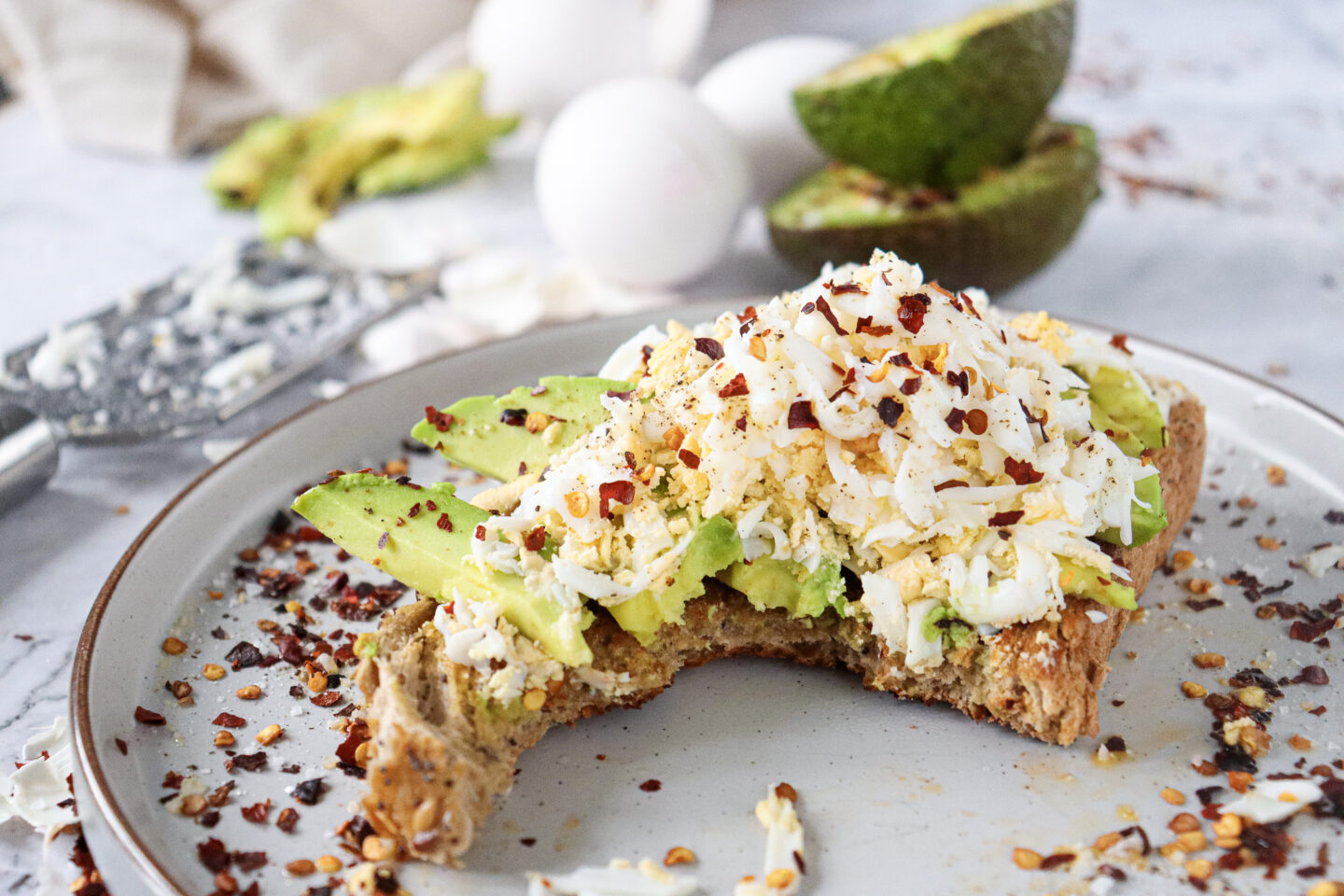 tiktok toast with egg and avocado