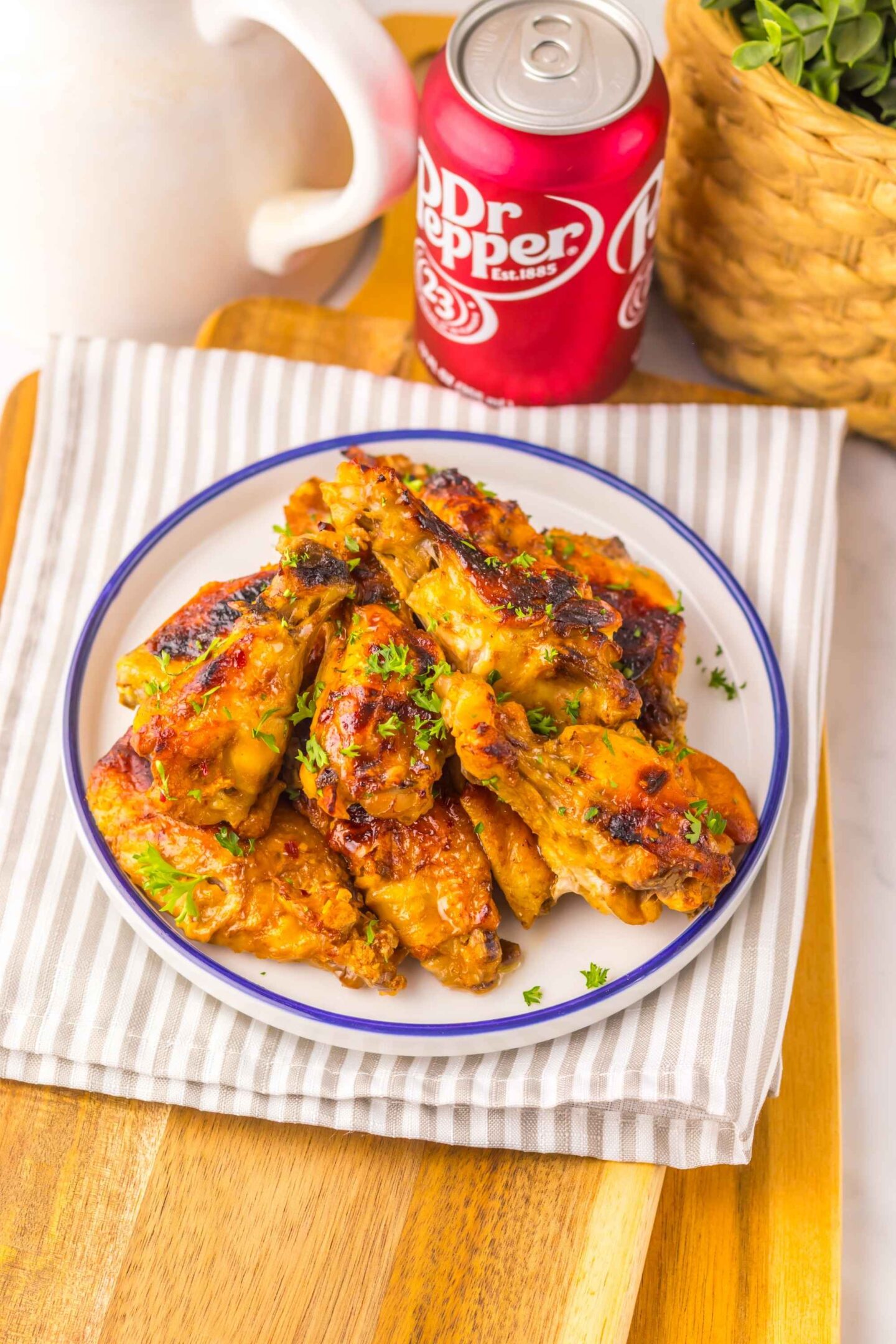 dr pepper wings in plate