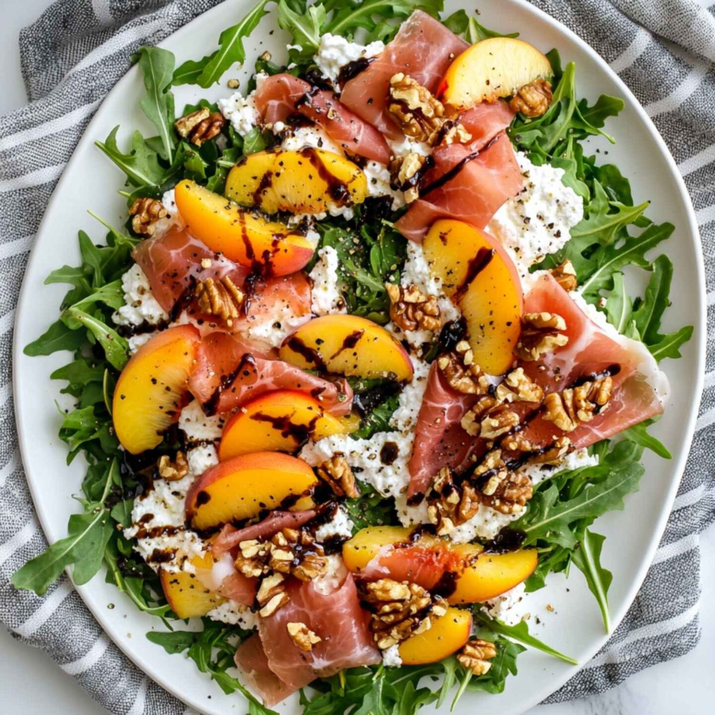 peach prosciutto cottage cheese salad