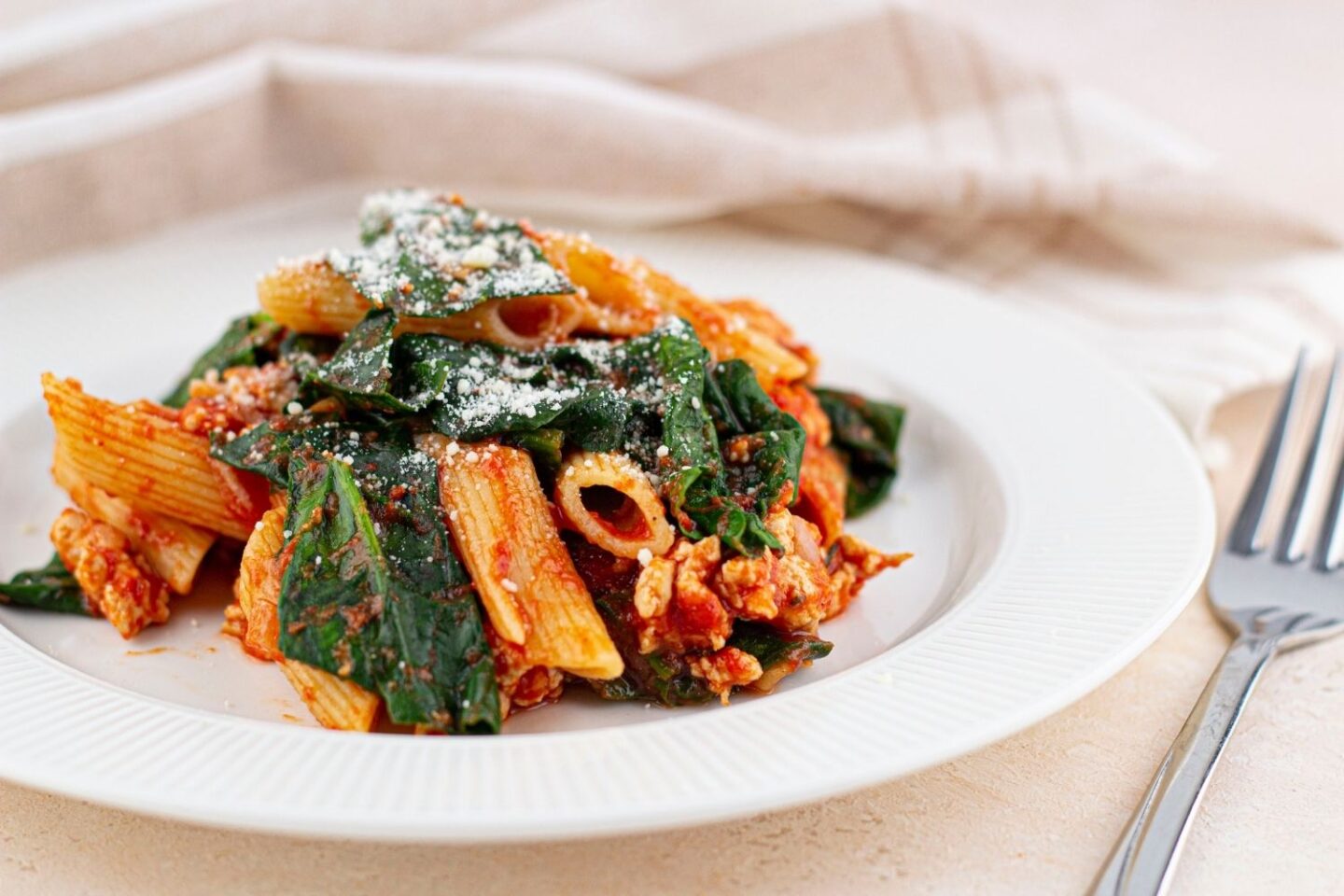 turkey pasta on plate