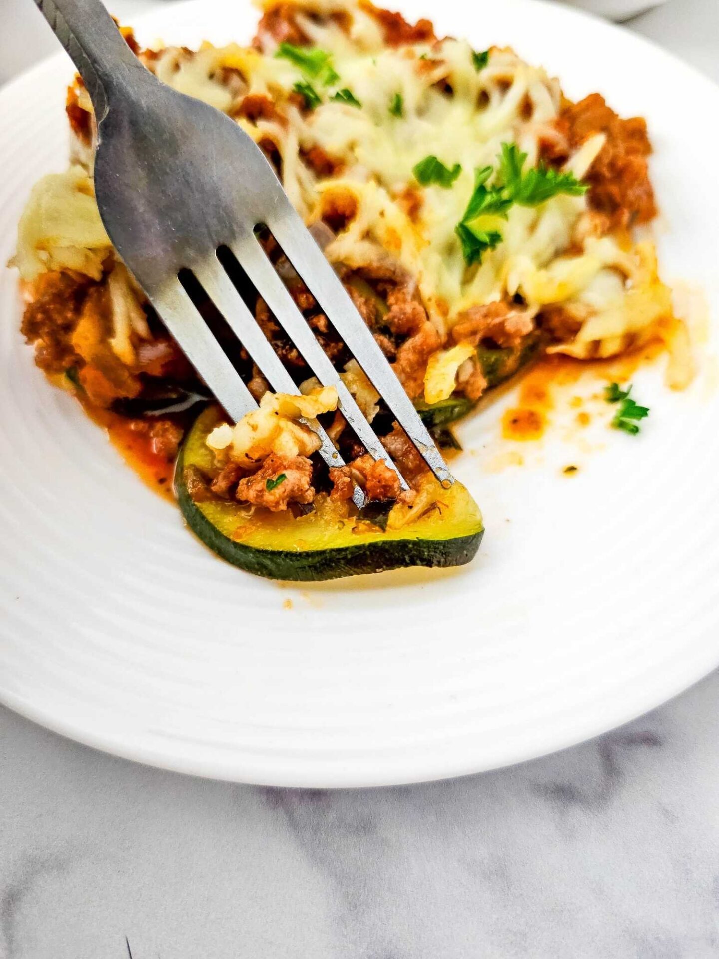 zucchini on fork