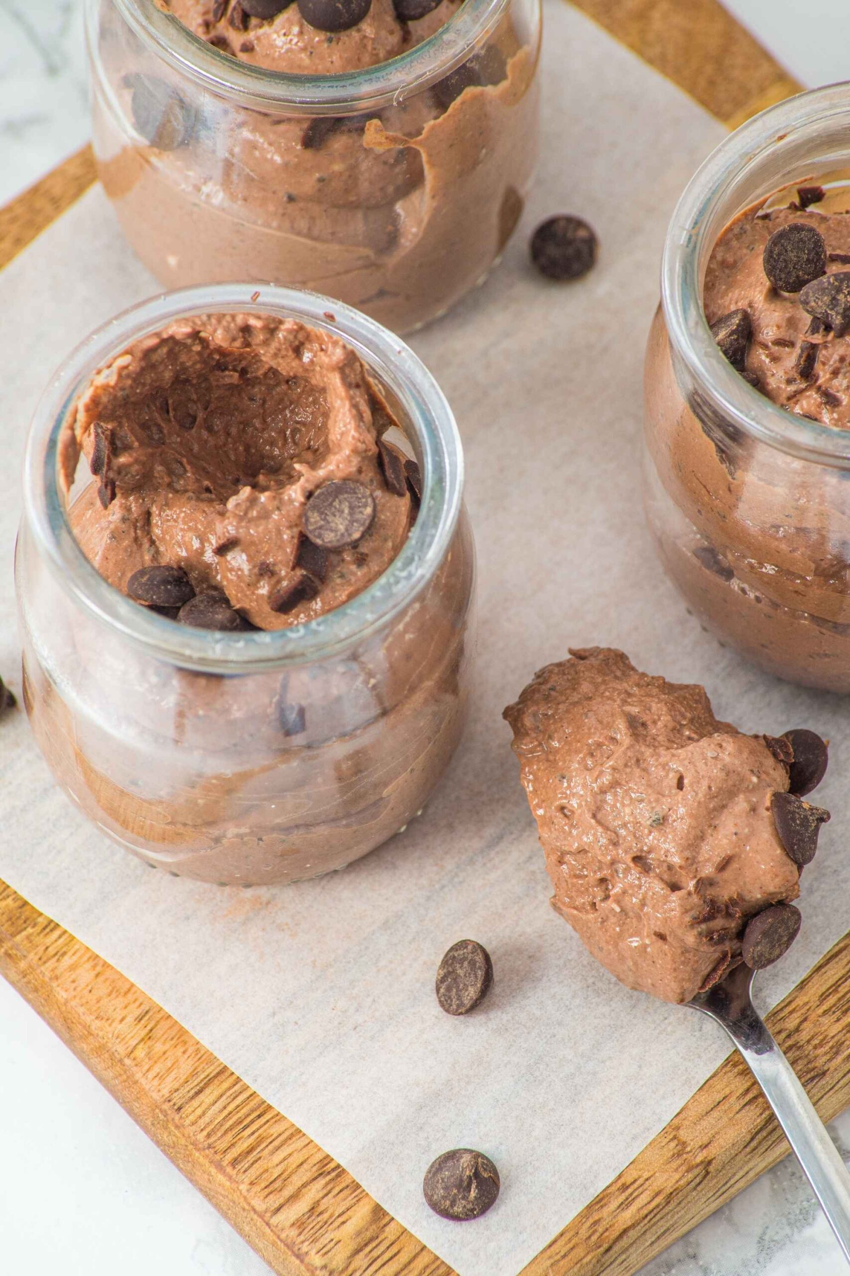 cottage cheese chocolate mousse in pots