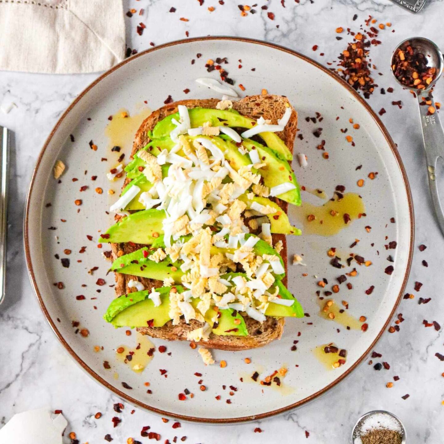 grated egg avocado toast