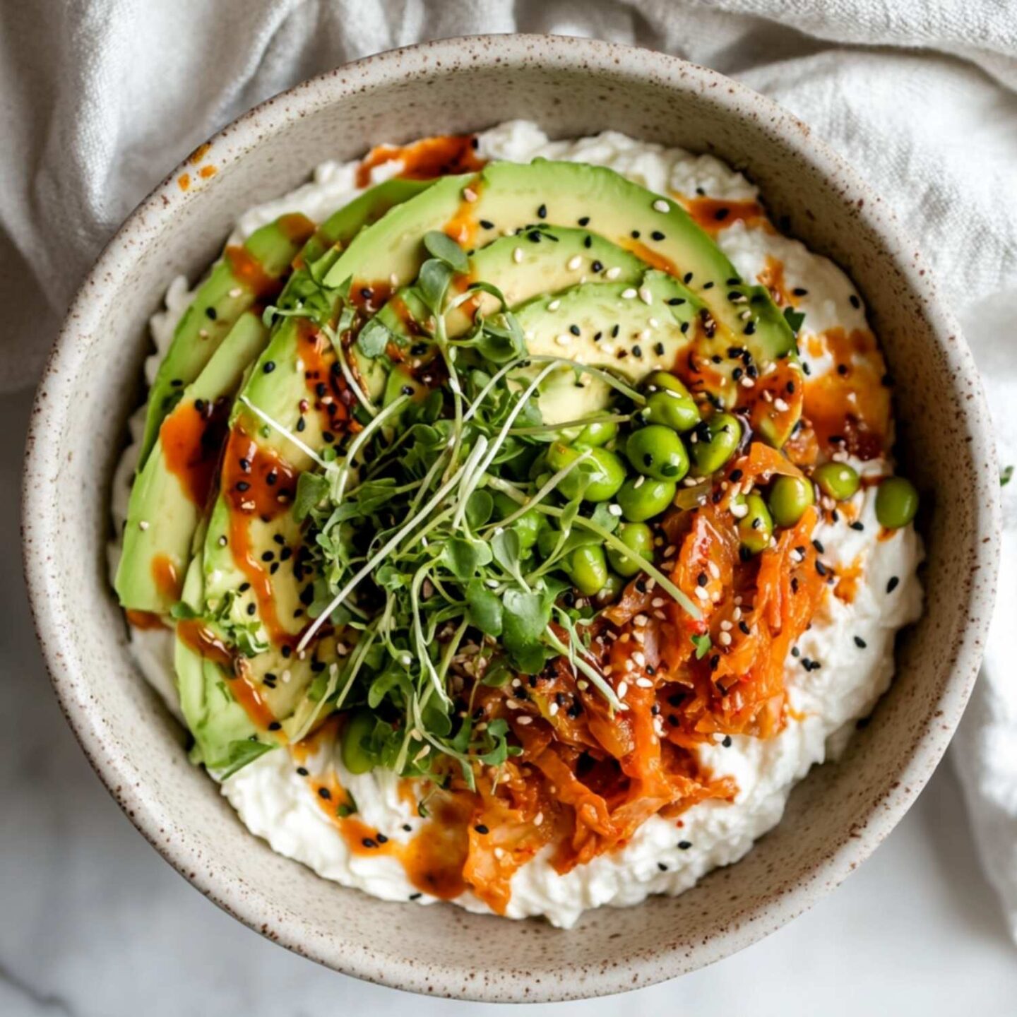 korean gochujang cottage cheese glow bowl