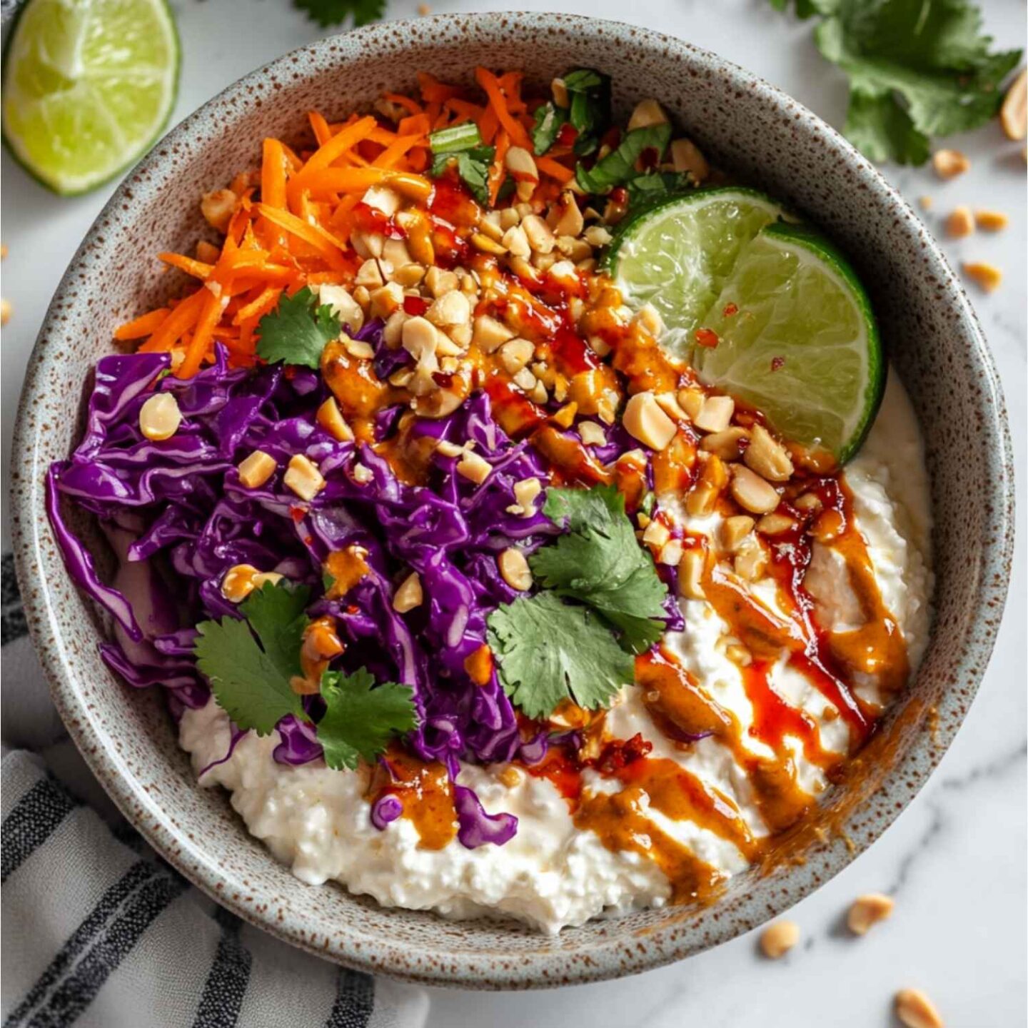 thai peanut cottage cheese bowls