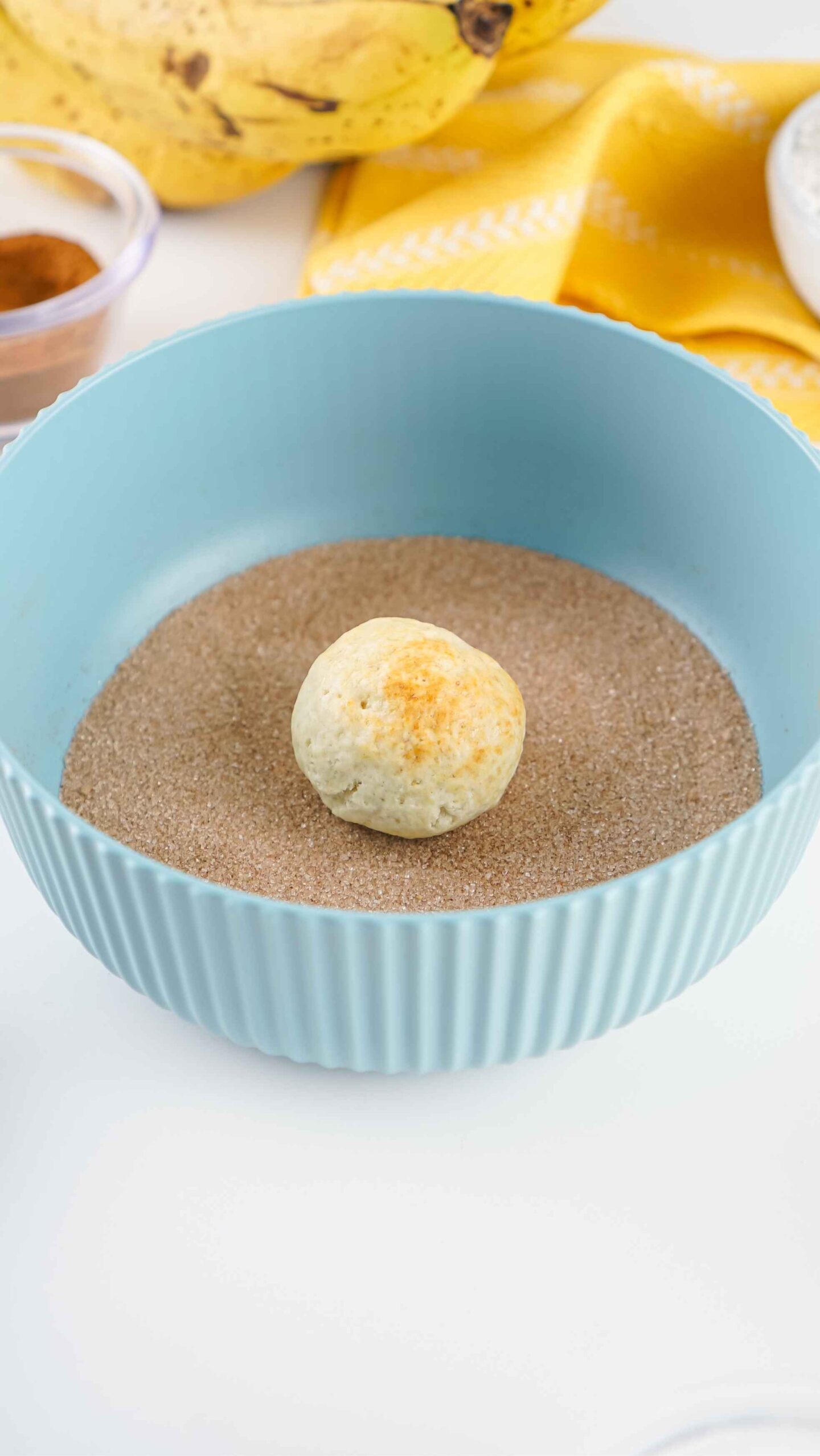 banana donut holes with cinnamon sugar
