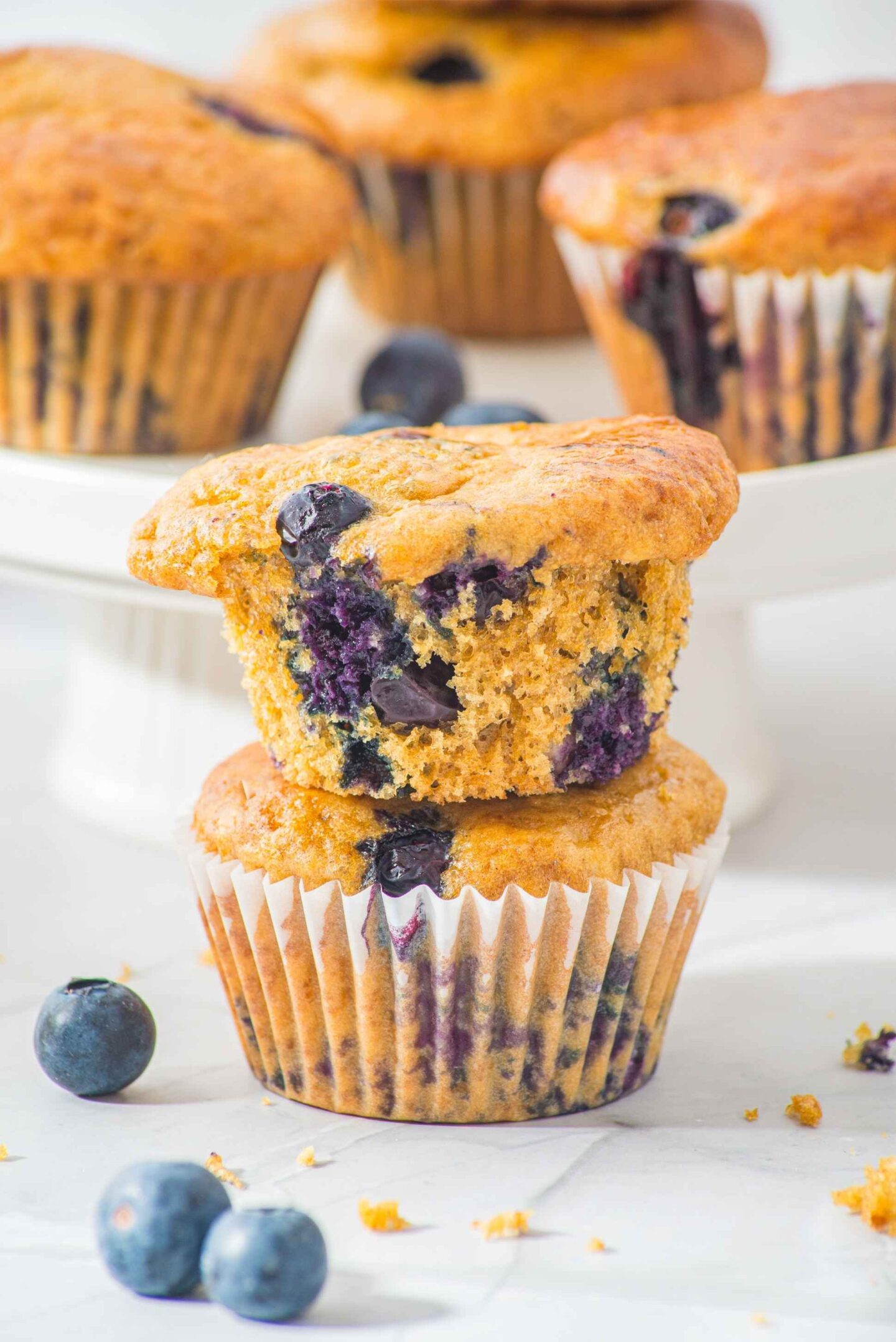 stacked cottage cheese blueberry muffins