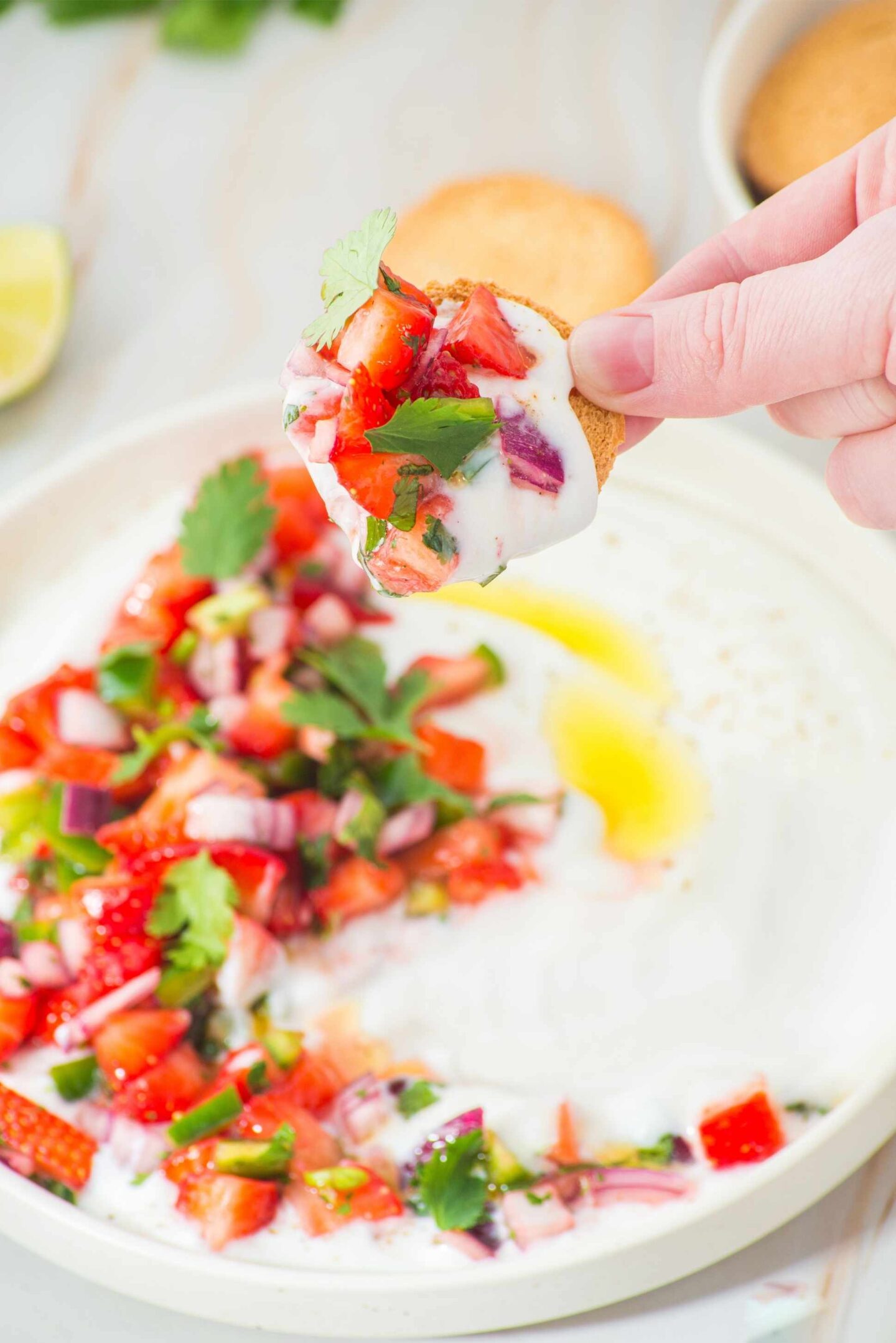 strawberry salsa yogurt dip