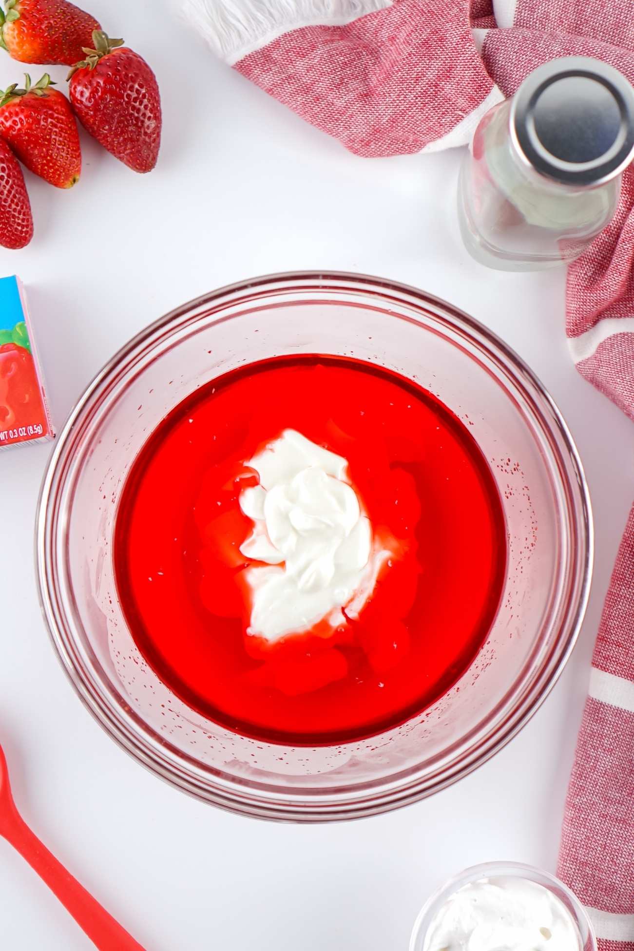 yogurt and jello in bowl