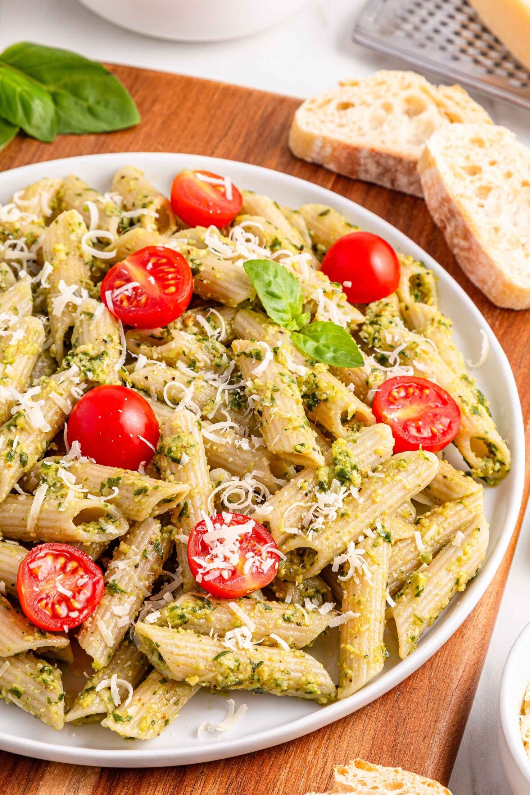 basil pesto pasta on plate