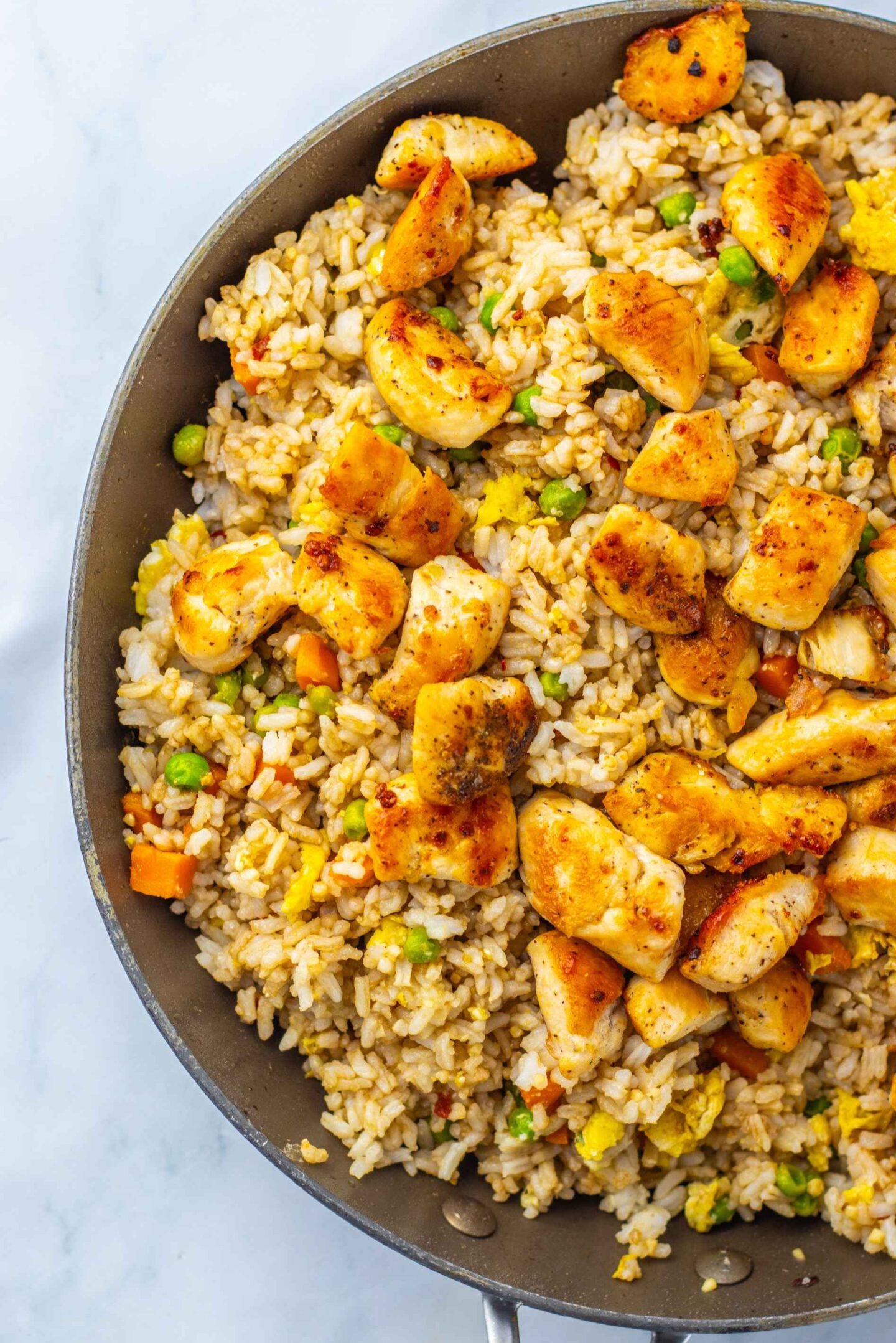 chicken fried rice in pan