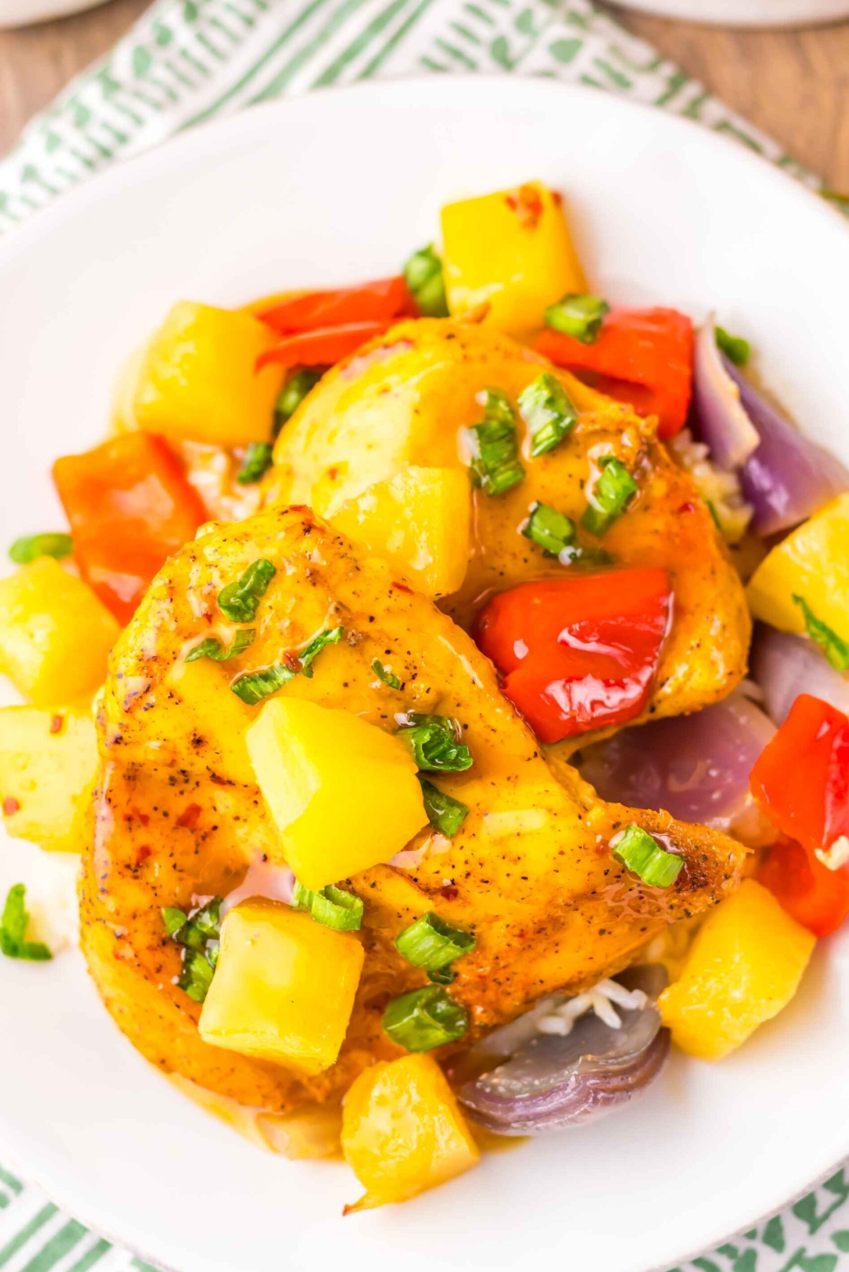 crockpot pineapple chicken on plate