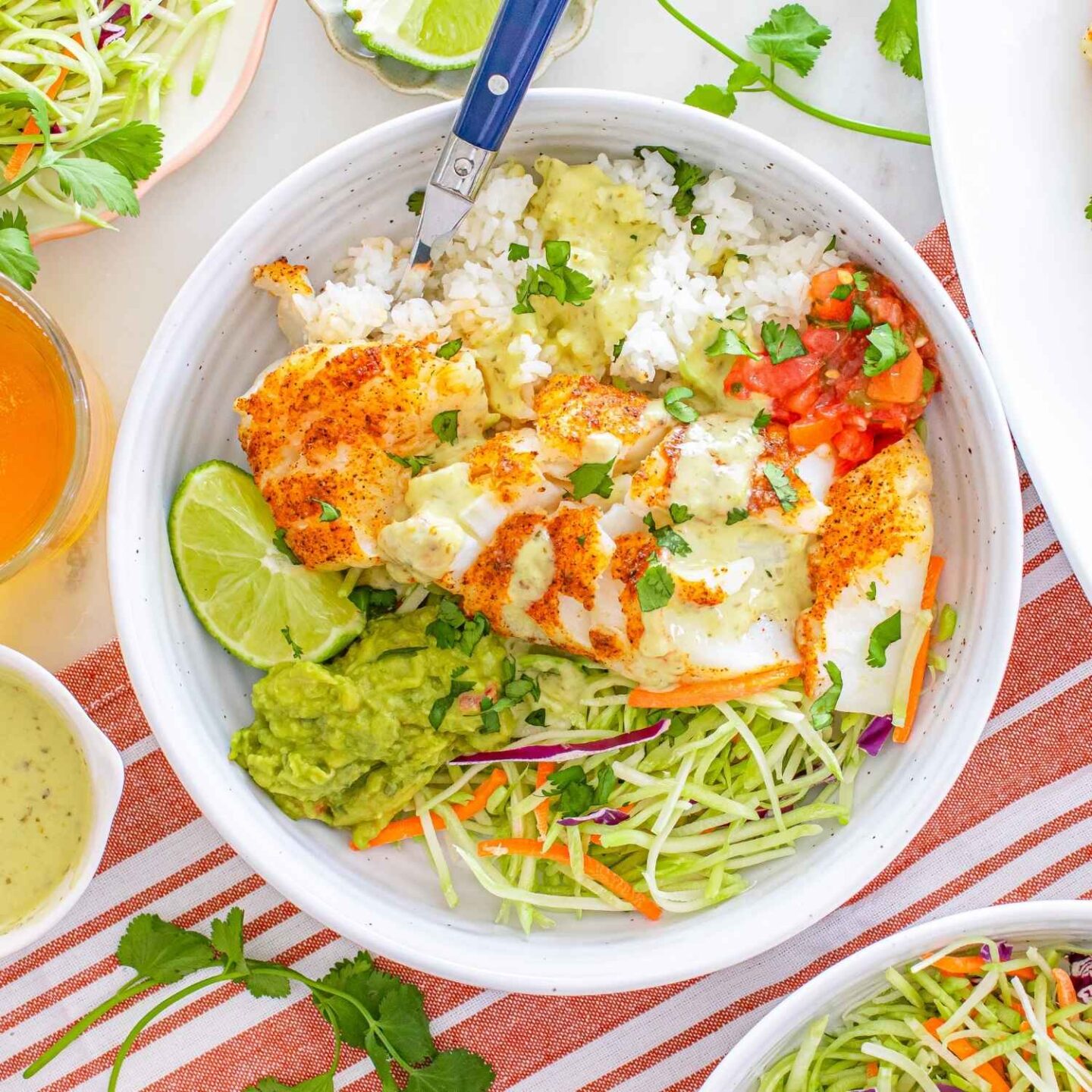 fish taco protein bowl