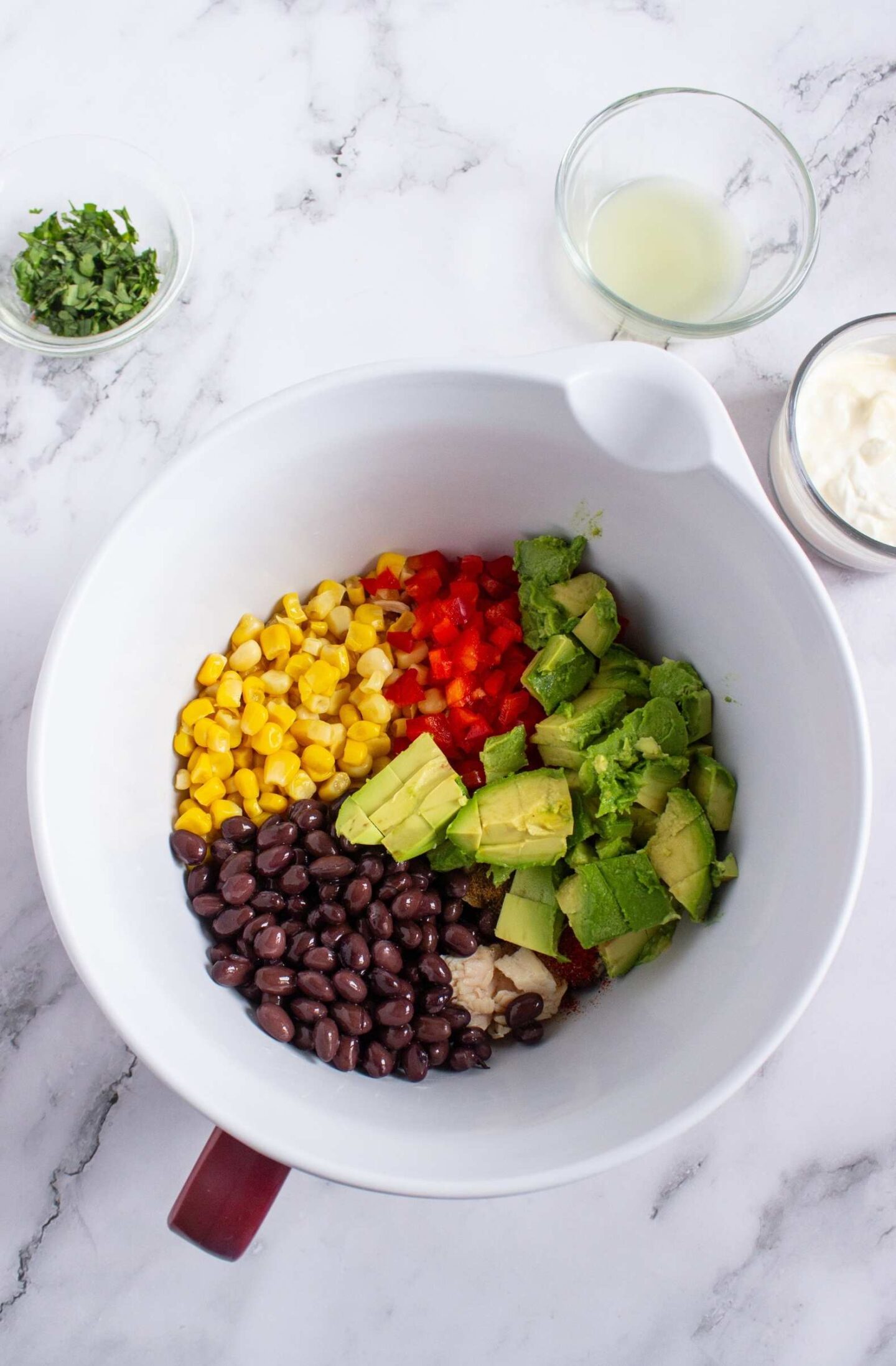 southwest salad ingredients in bowl