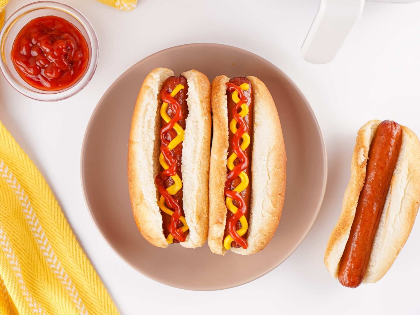 air fryer hot dogs on plate