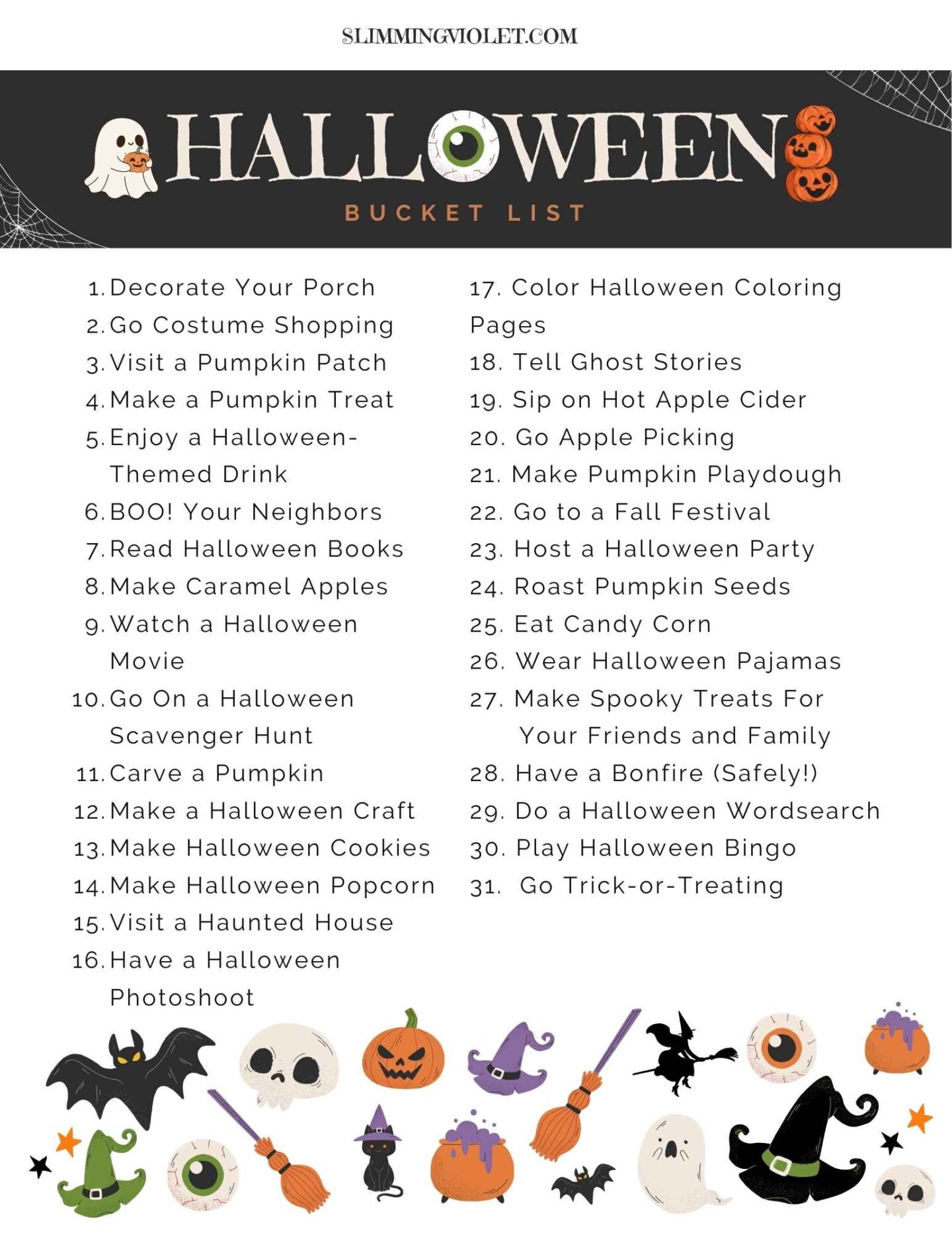 31 Days of Halloween Bucket List for Kids
