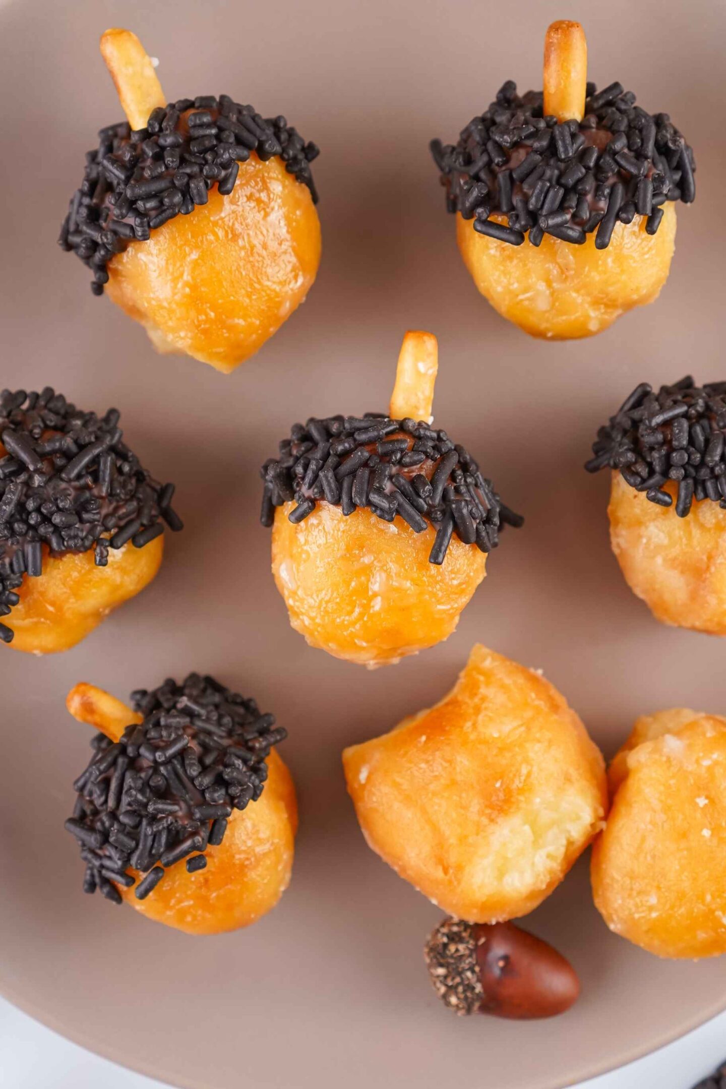 acorn donut holes on plate