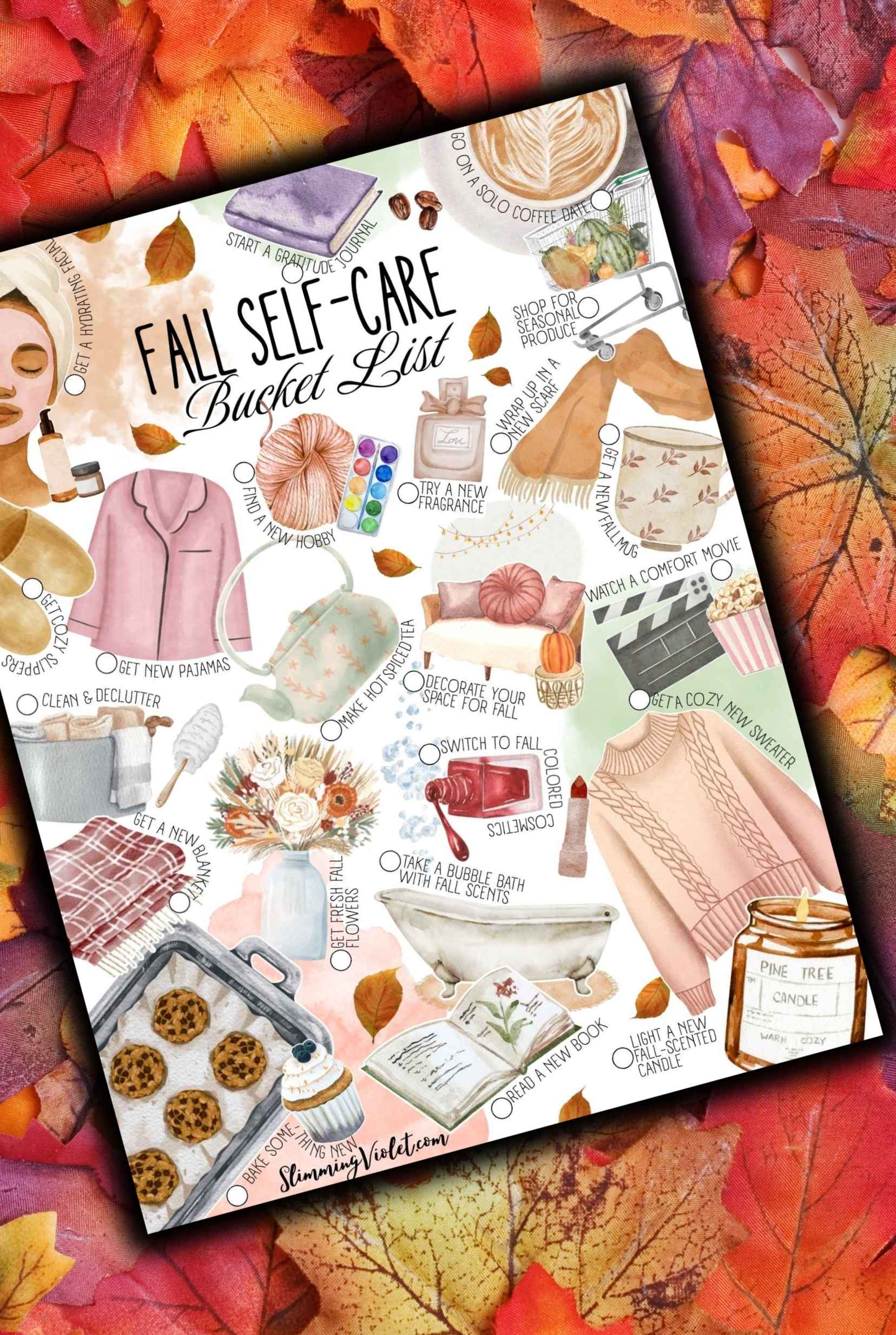 fall self care printable bucket list