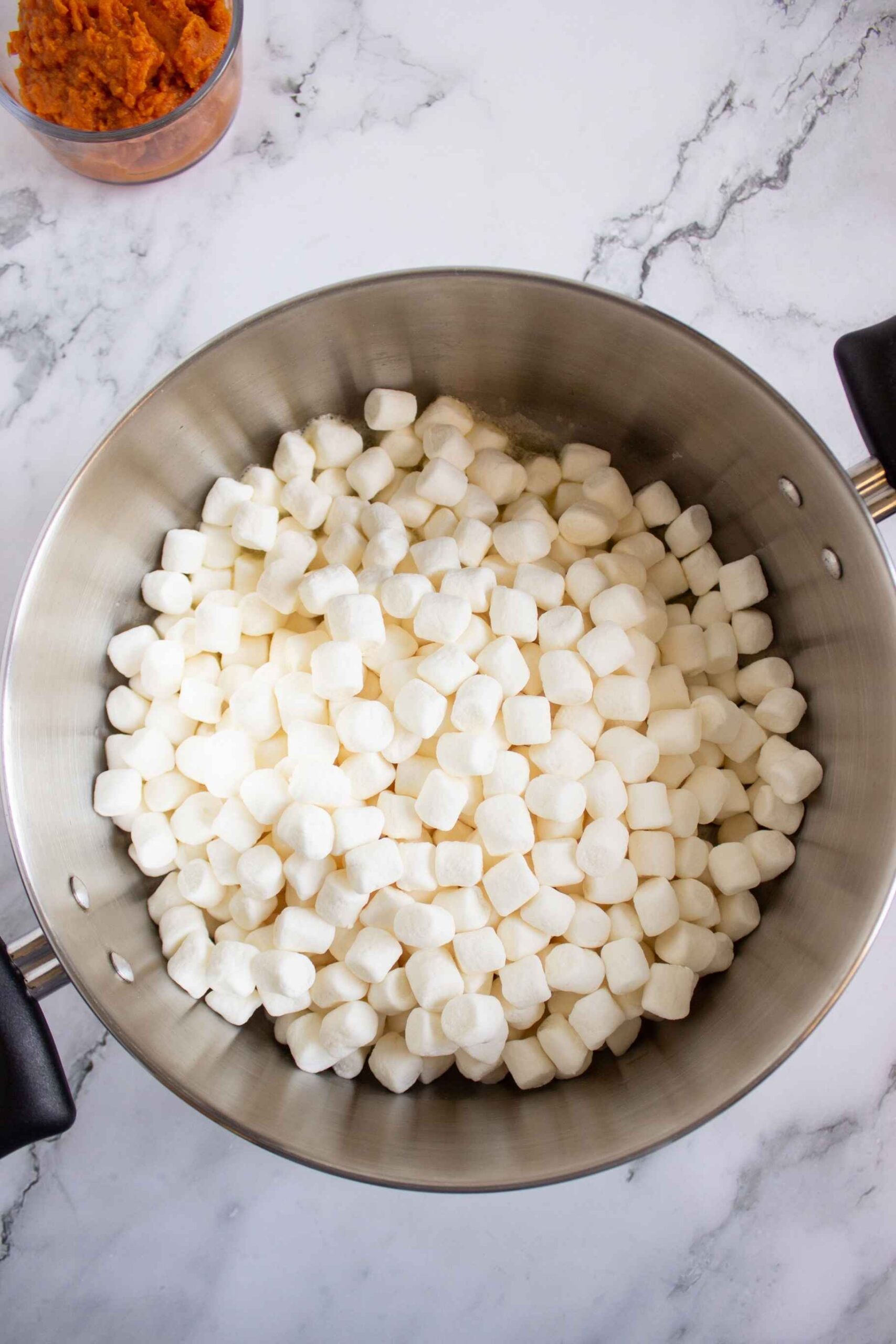 marshmallows and butter in pan