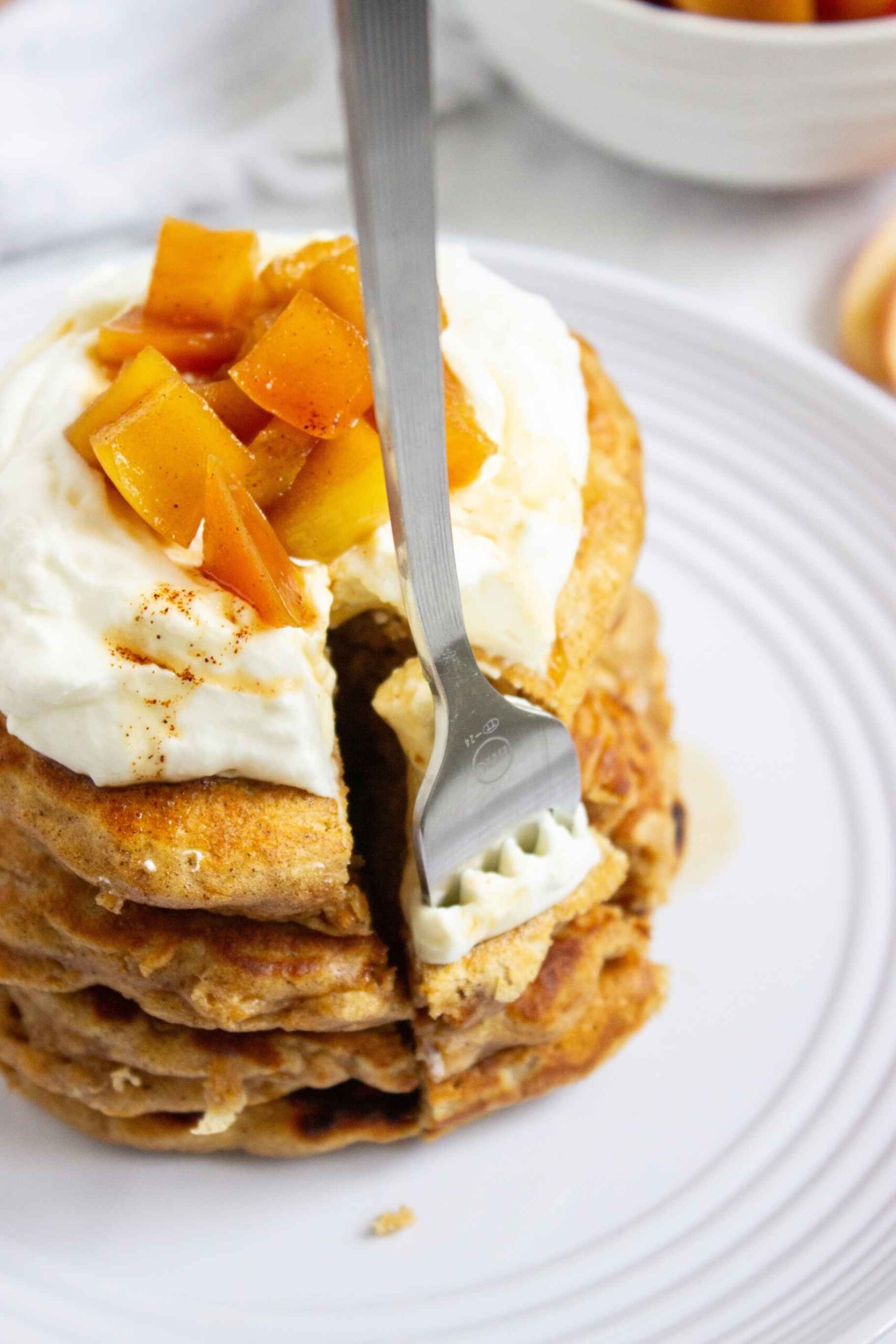 spiced pancakes with fork