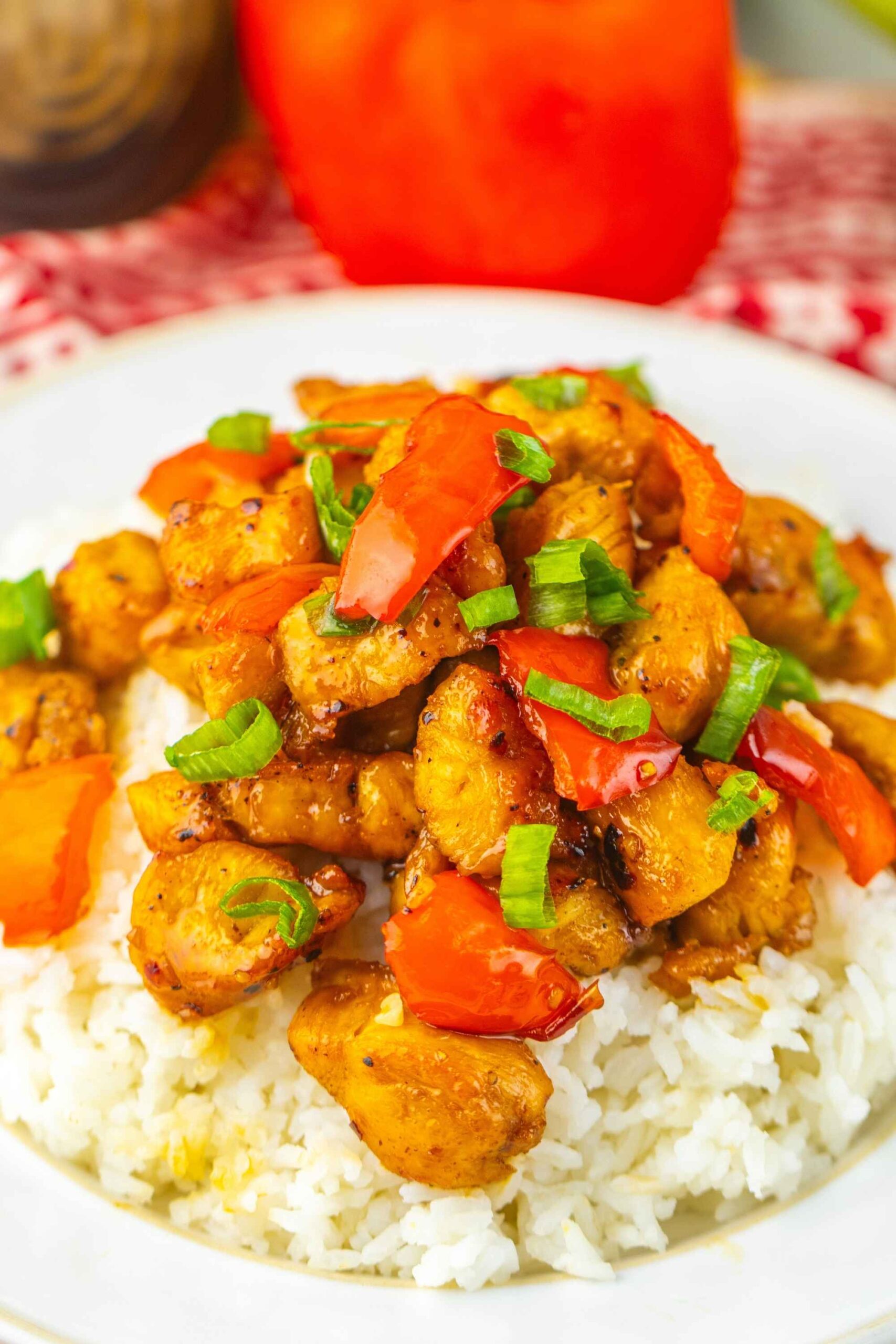 closeup honey pepper chicken