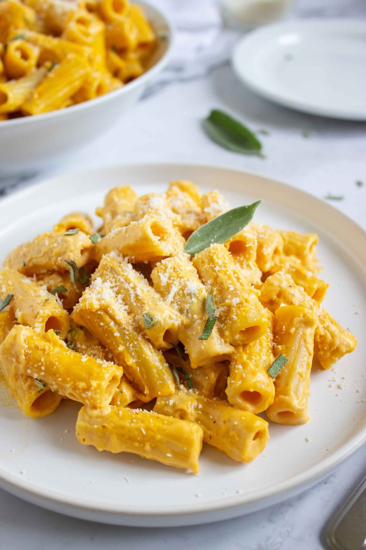 creamy pumpkin pasta with sage