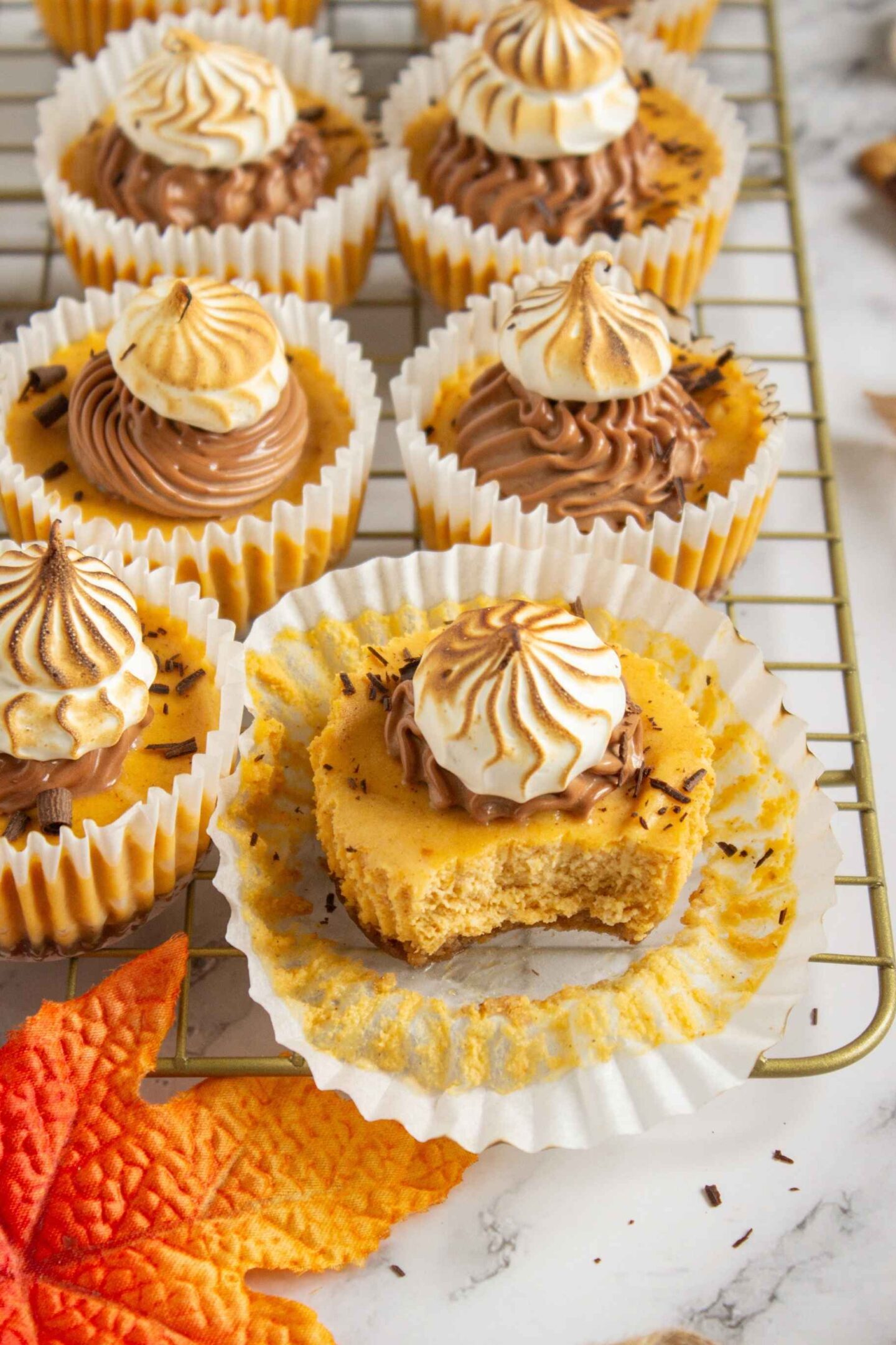 mini pumpkin smores cheesecakes