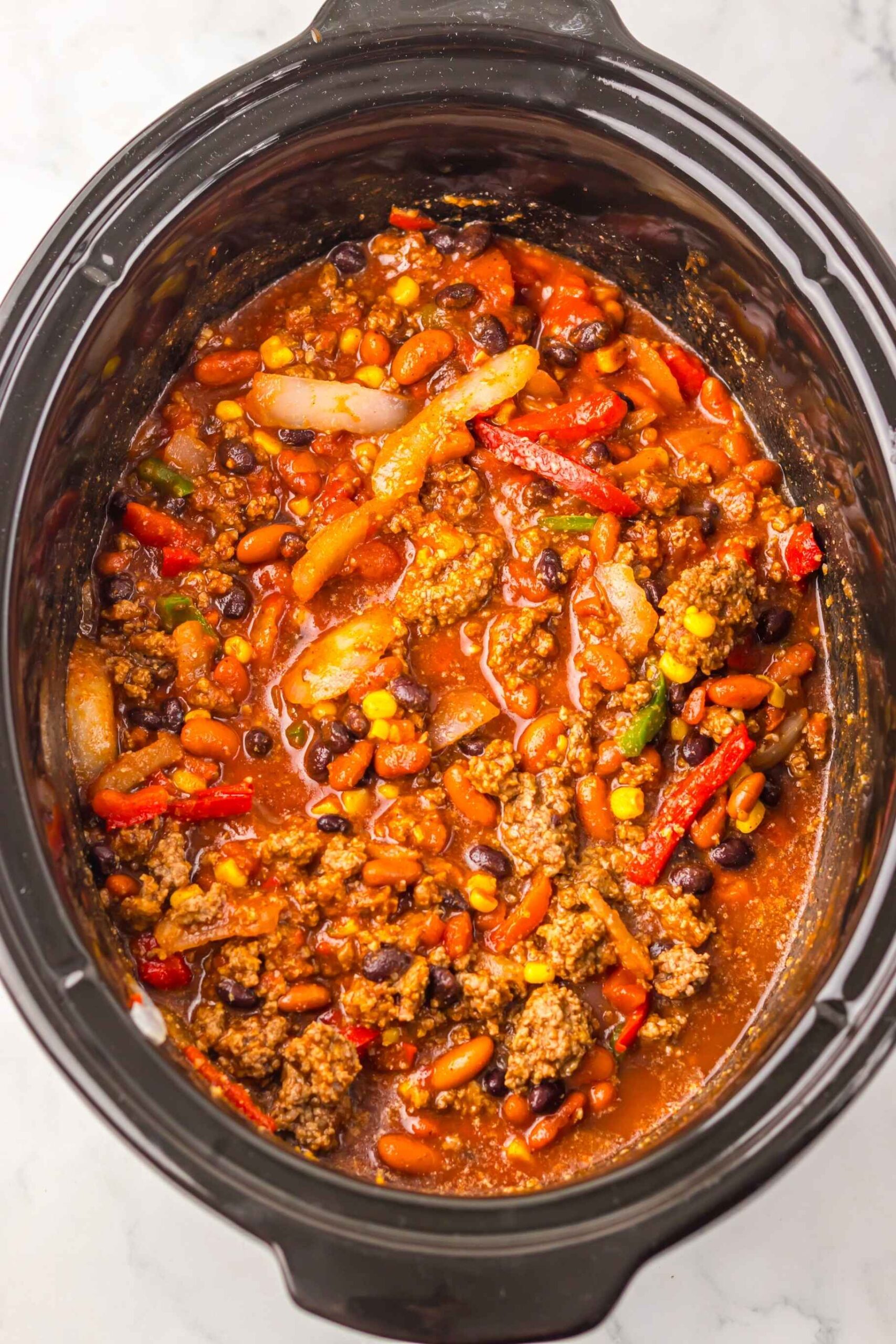 overhead crockpot root beer chili