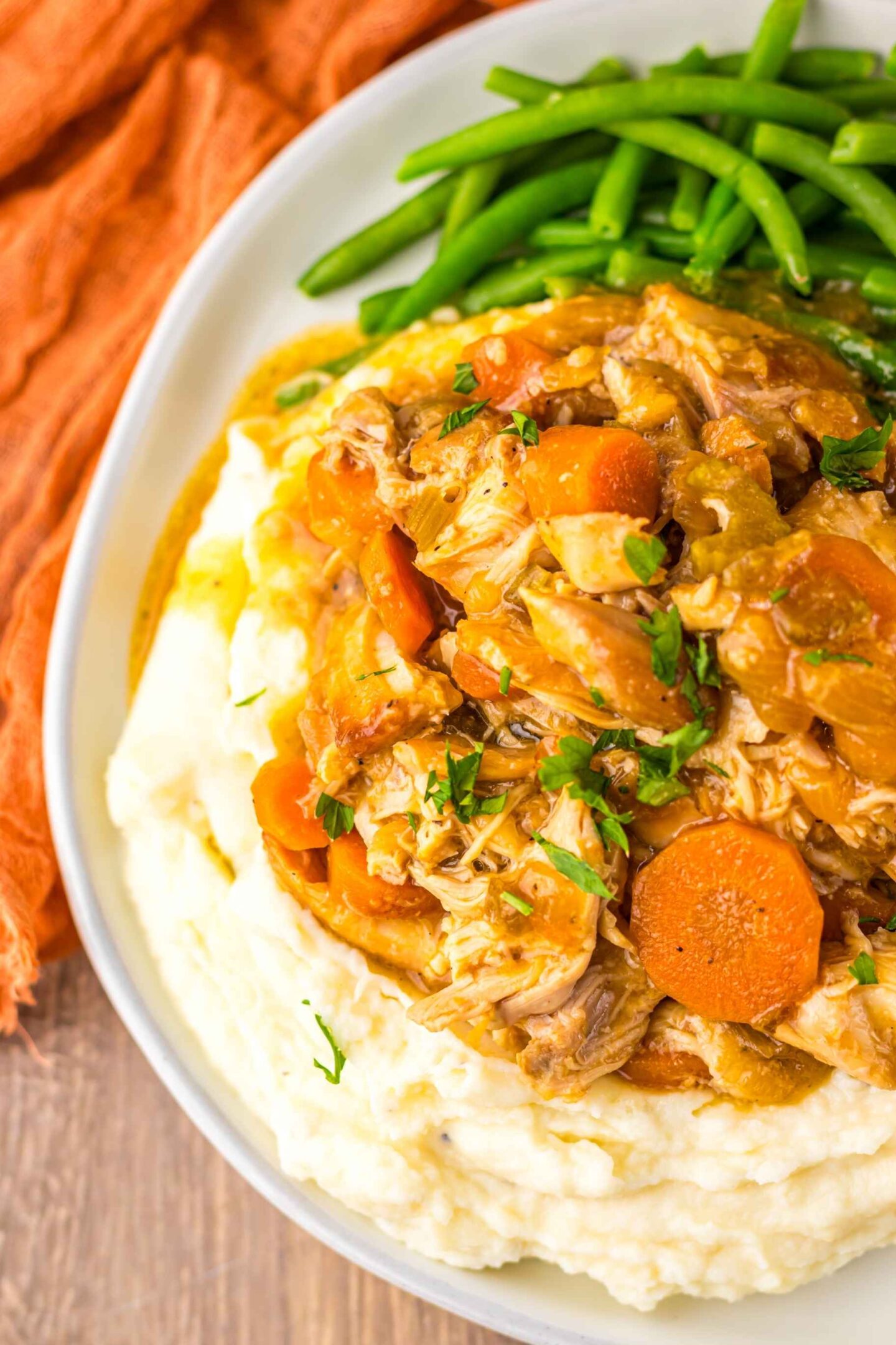 plated crockpot chicken pot roast