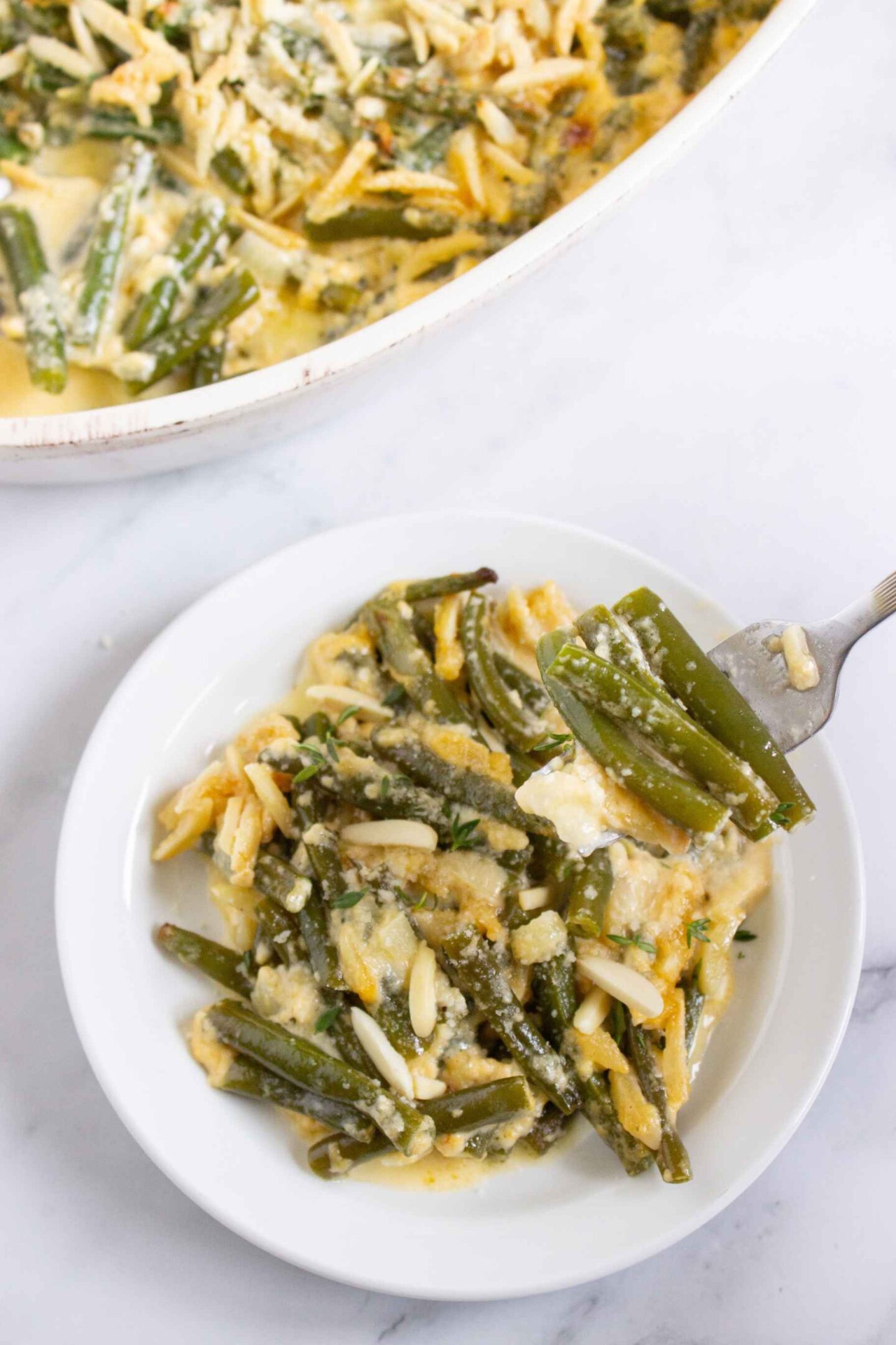 plated green bean casserole