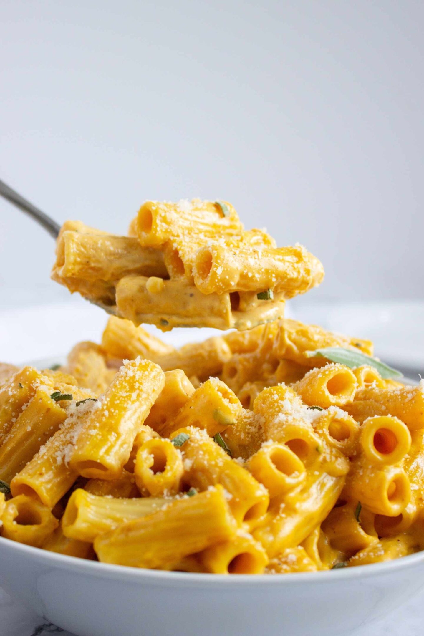 pumpkin pasta on fork
